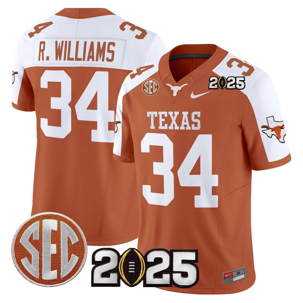 Men Texas Longhorns 2025 CFP Final Patch Vapor Limited Jersey - All Stitched