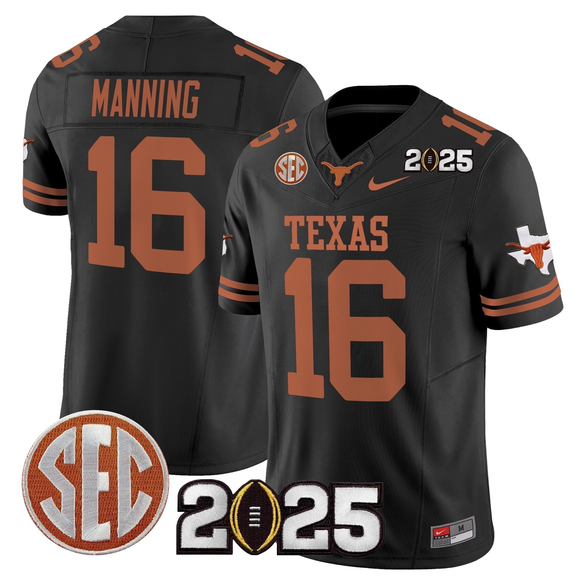 Men Texas Longhorns 2025 CFP Final Patch Vapor Limited Jersey - All Stitched