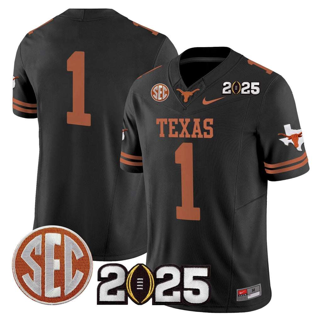 Men Texas Longhorns 2025 CFP Final Patch Vapor Limited Jersey - All Stitched