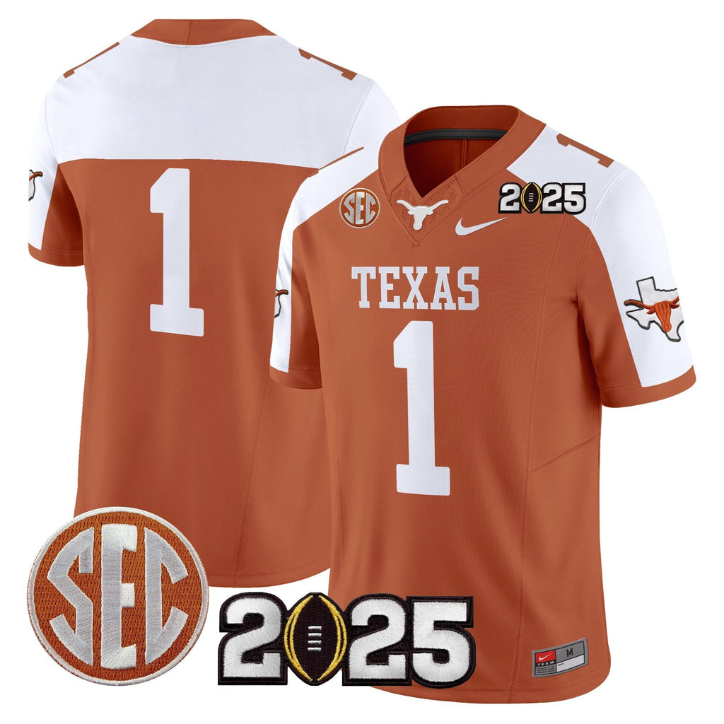 Men Texas Longhorns 2025 CFP Final Patch Vapor Limited Jersey - All Stitched