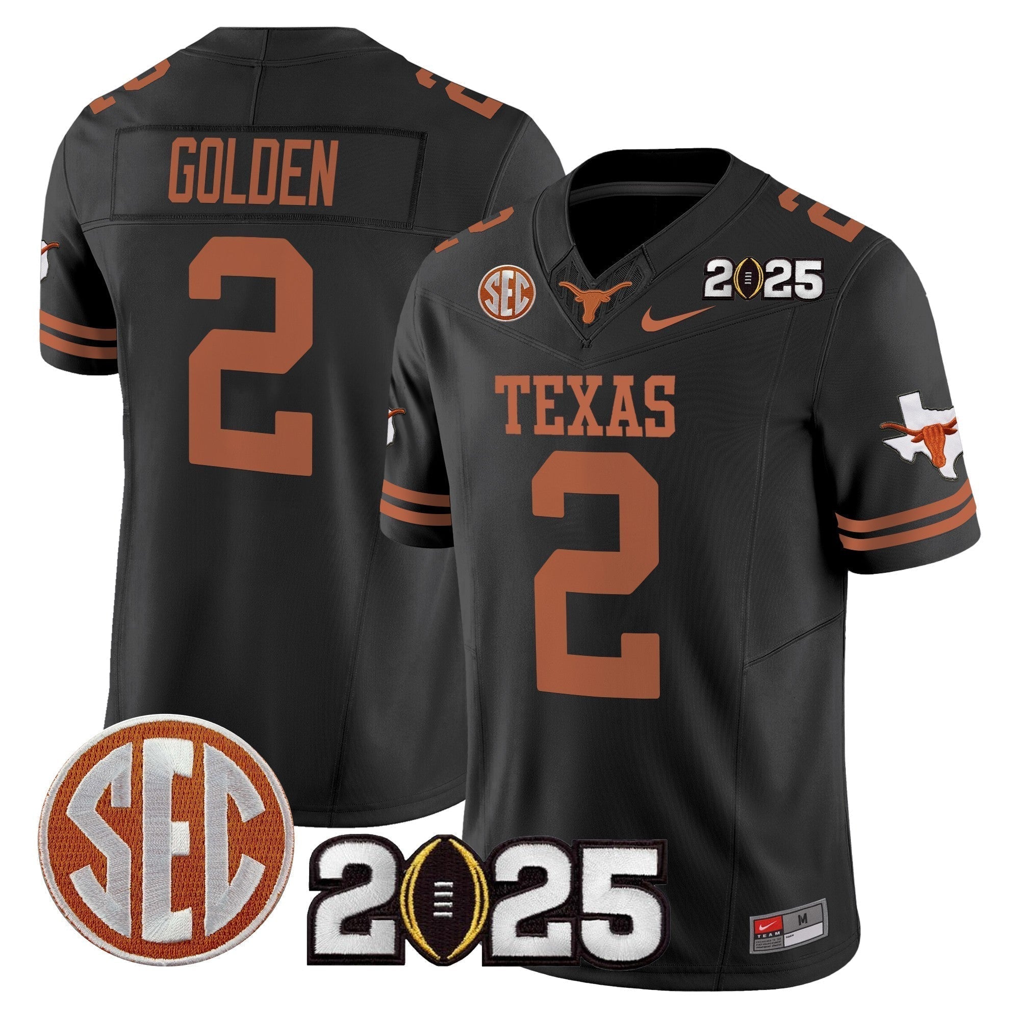 Men Texas Longhorns 2025 CFP Final Patch Vapor Limited Jersey - All Stitched