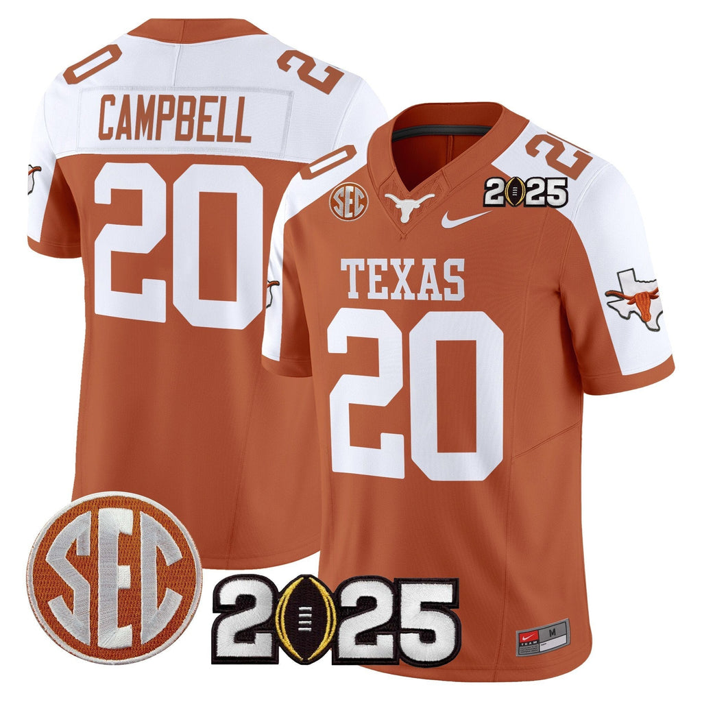 Men Texas Longhorns 2025 CFP Final Patch Vapor Limited Jersey - All Stitched