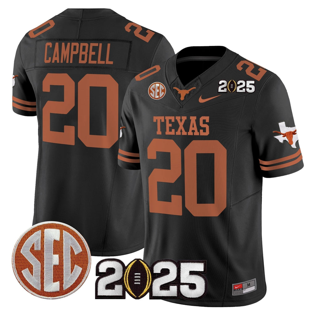 Men Texas Longhorns 2025 CFP Final Patch Vapor Limited Jersey - All Stitched