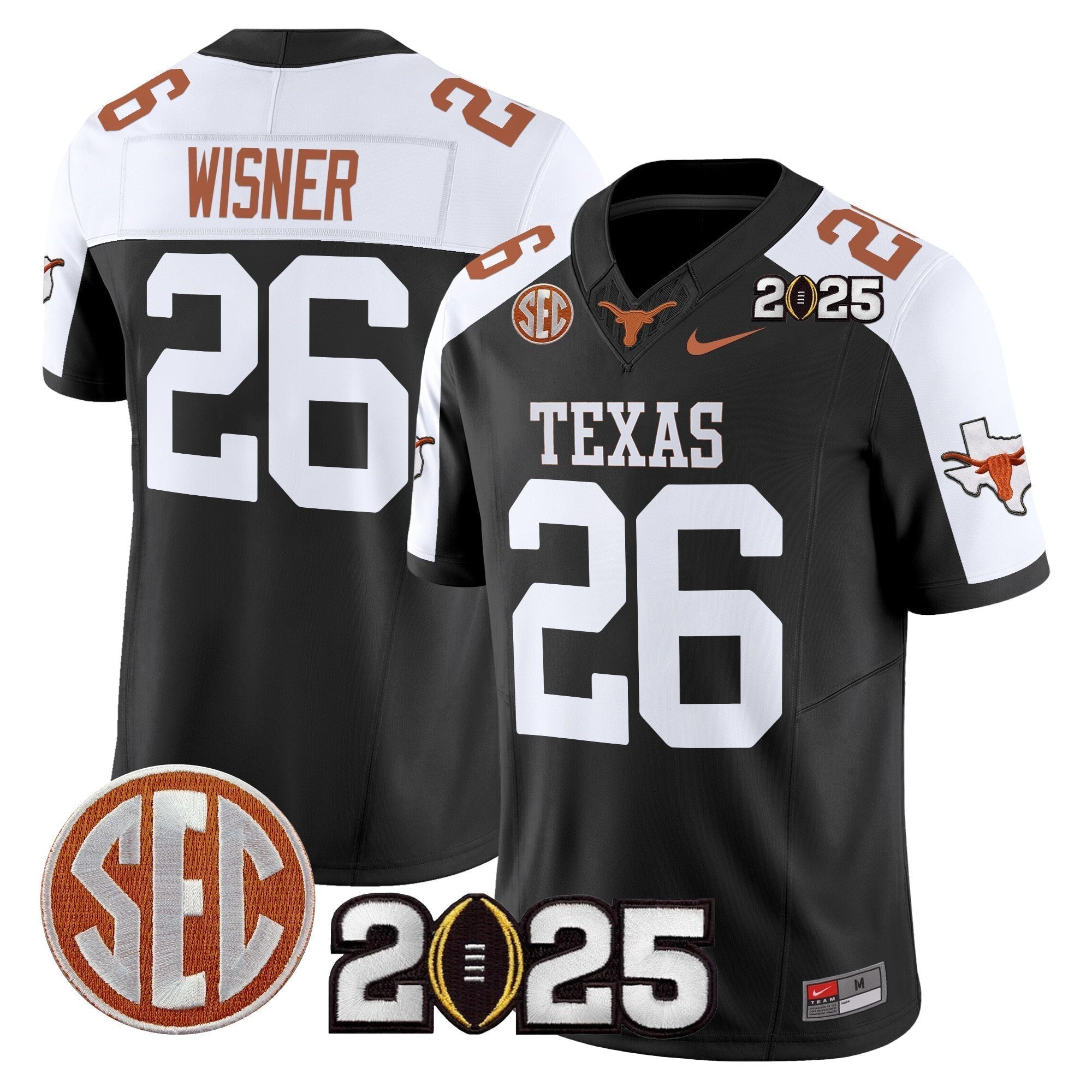 Men Texas Longhorns 2025 CFP Final Patch Vapor Limited Jersey - All Stitched