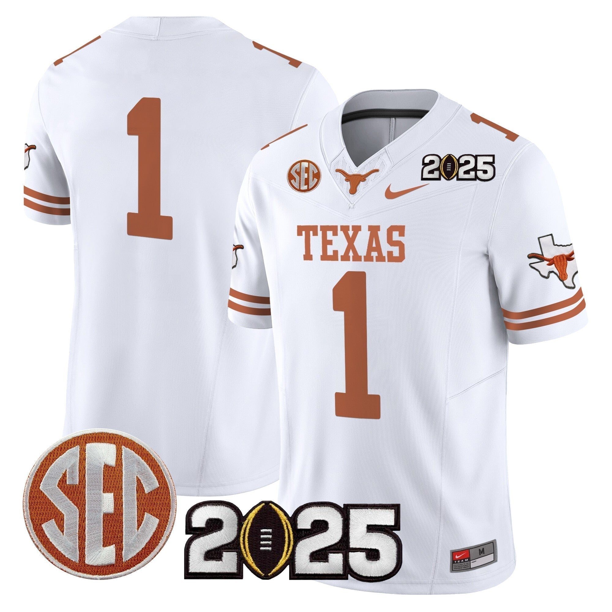 Men Texas Longhorns 2025 CFP Final Patch Vapor Limited Jersey - All Stitched