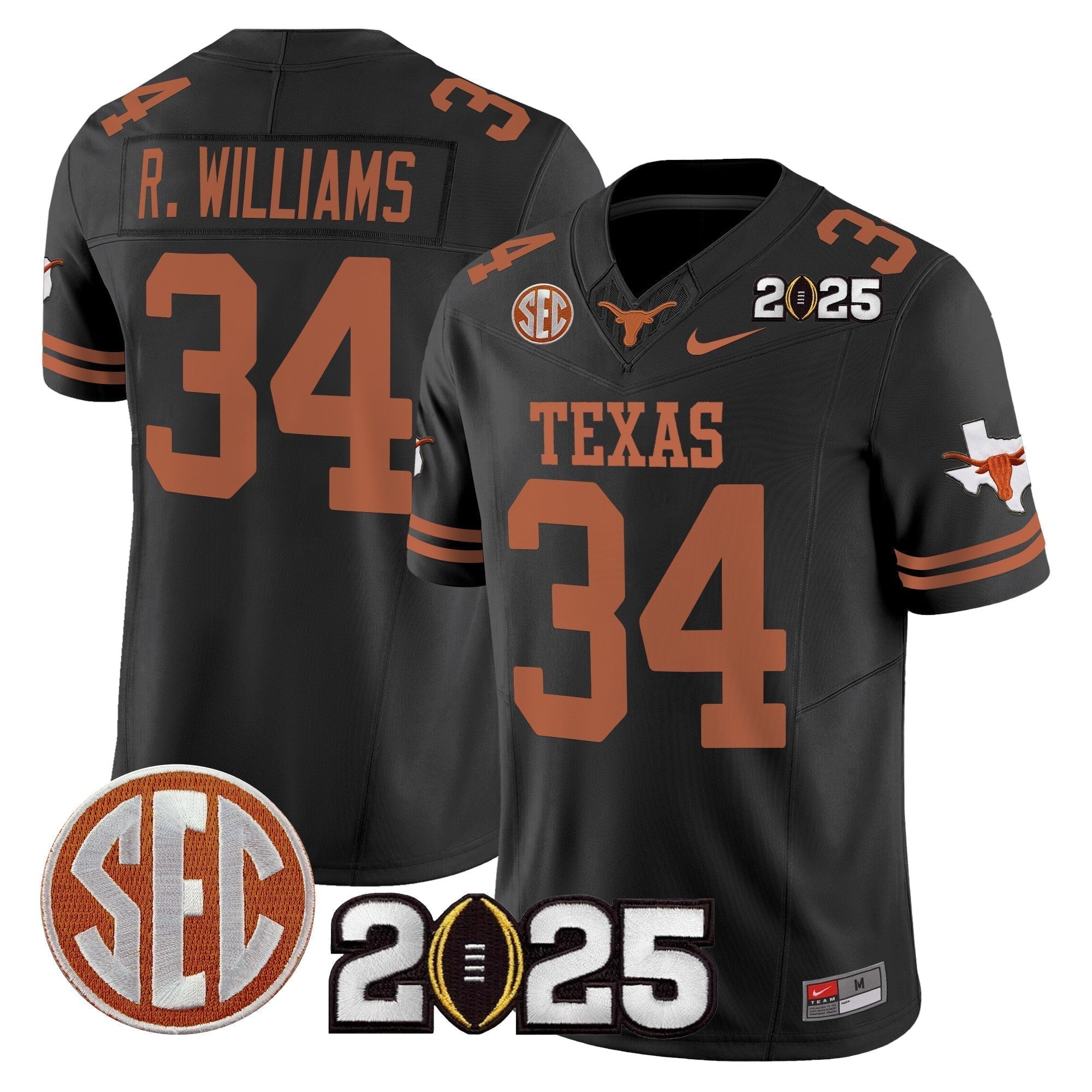 Men Texas Longhorns 2025 CFP Final Patch Vapor Limited Jersey - All Stitched