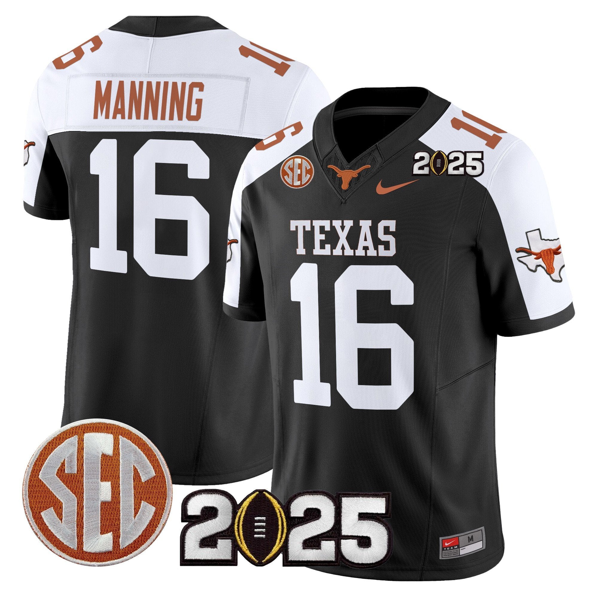 Men Texas Longhorns 2025 CFP Final Patch Vapor Limited Jersey - All Stitched