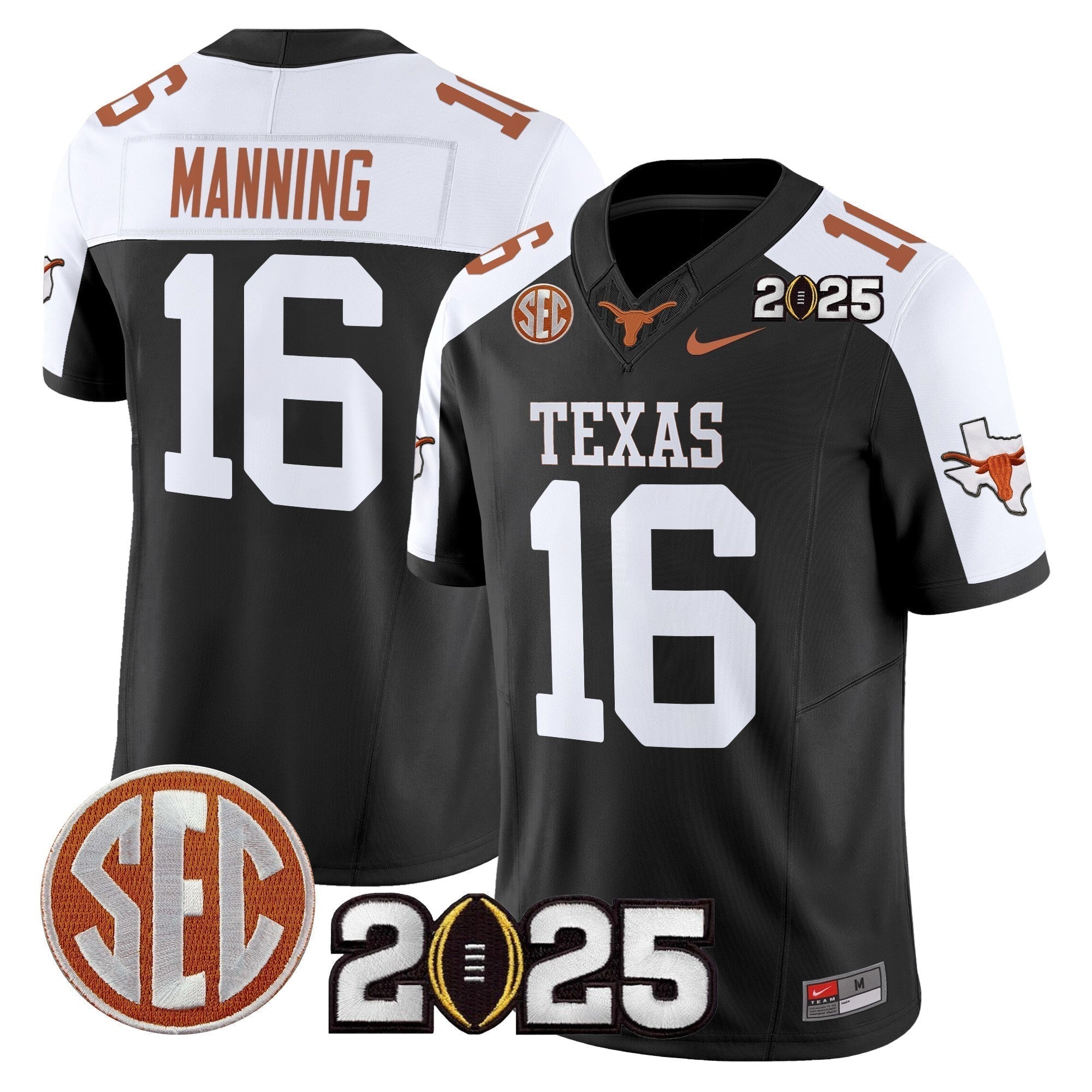 Men Texas Longhorns 2025 CFP Final Patch Vapor Limited Jersey - All Stitched