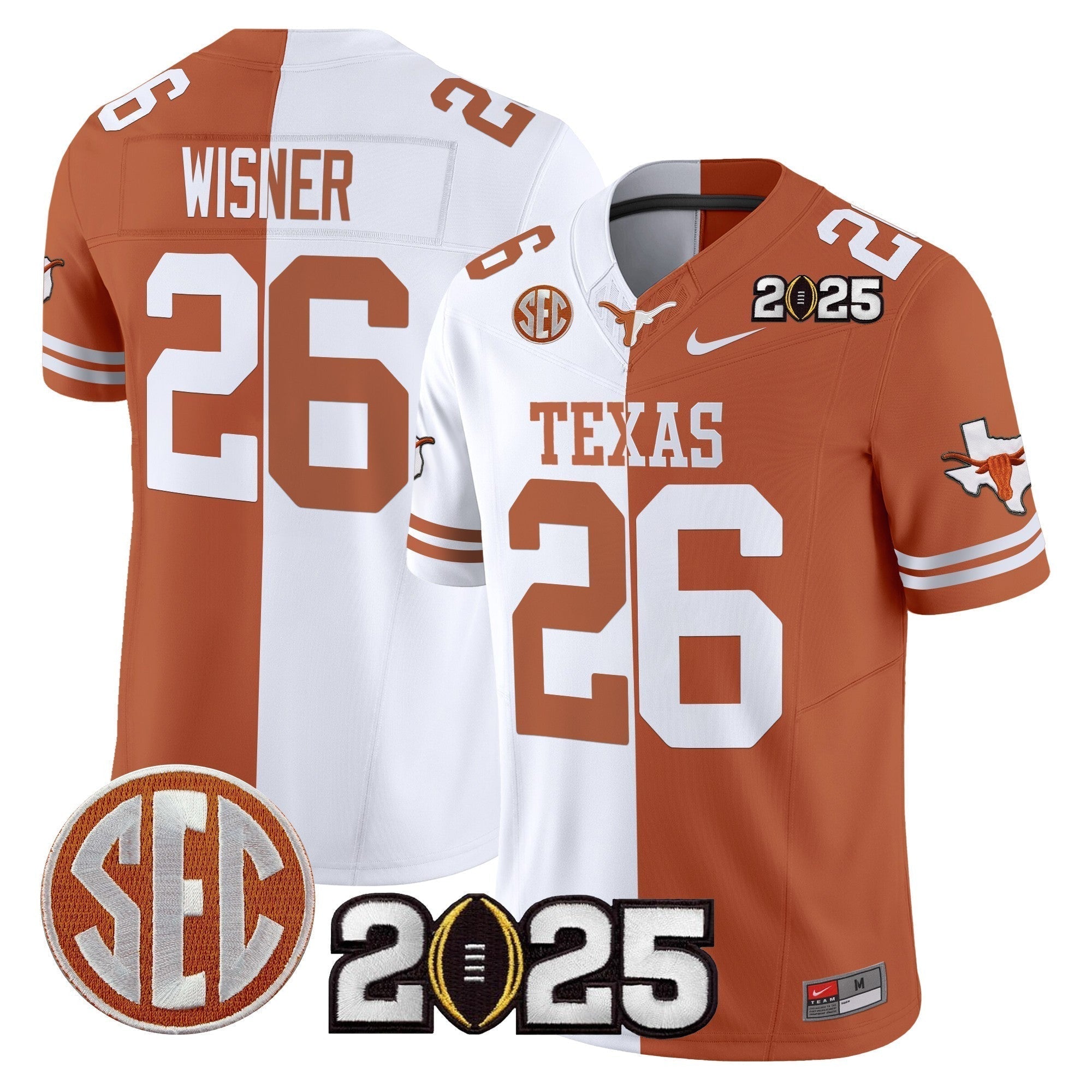 Men Texas Longhorns 2025 CFP Final Patch Vapor Limited Jersey - All Stitched