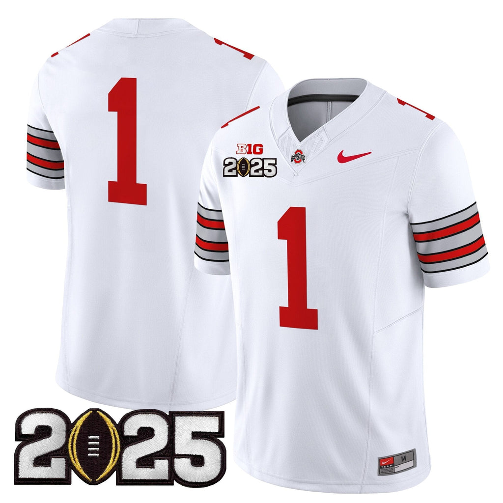 Men Ohio State Buckeyes 'Heritage Stripe' 2025 CFP Final Patch Vapor Limited Jersey - All Stitched