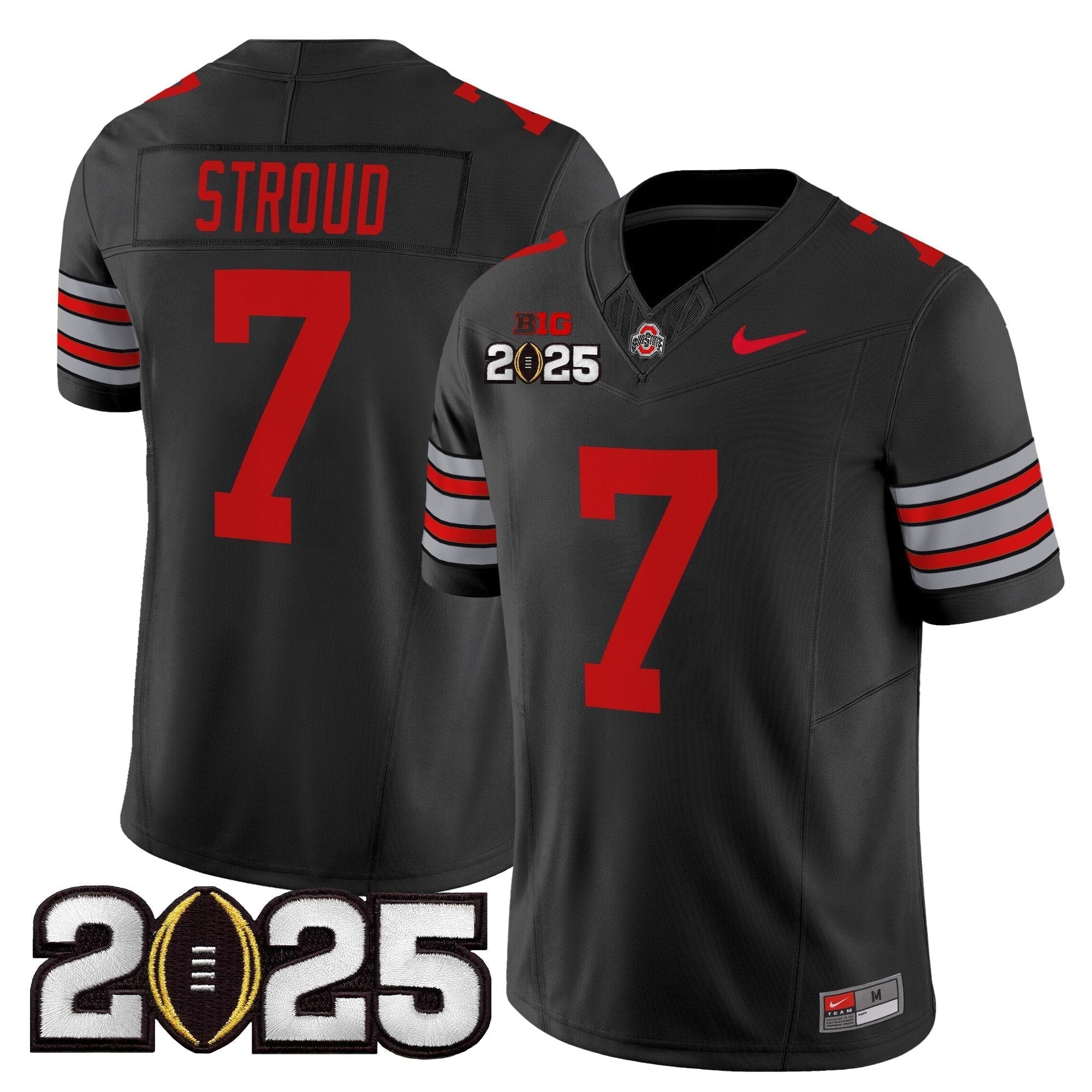 Men Ohio State Buckeyes 'Heritage Stripe' 2025 CFP Final Patch Vapor Limited Jersey - All Stitched