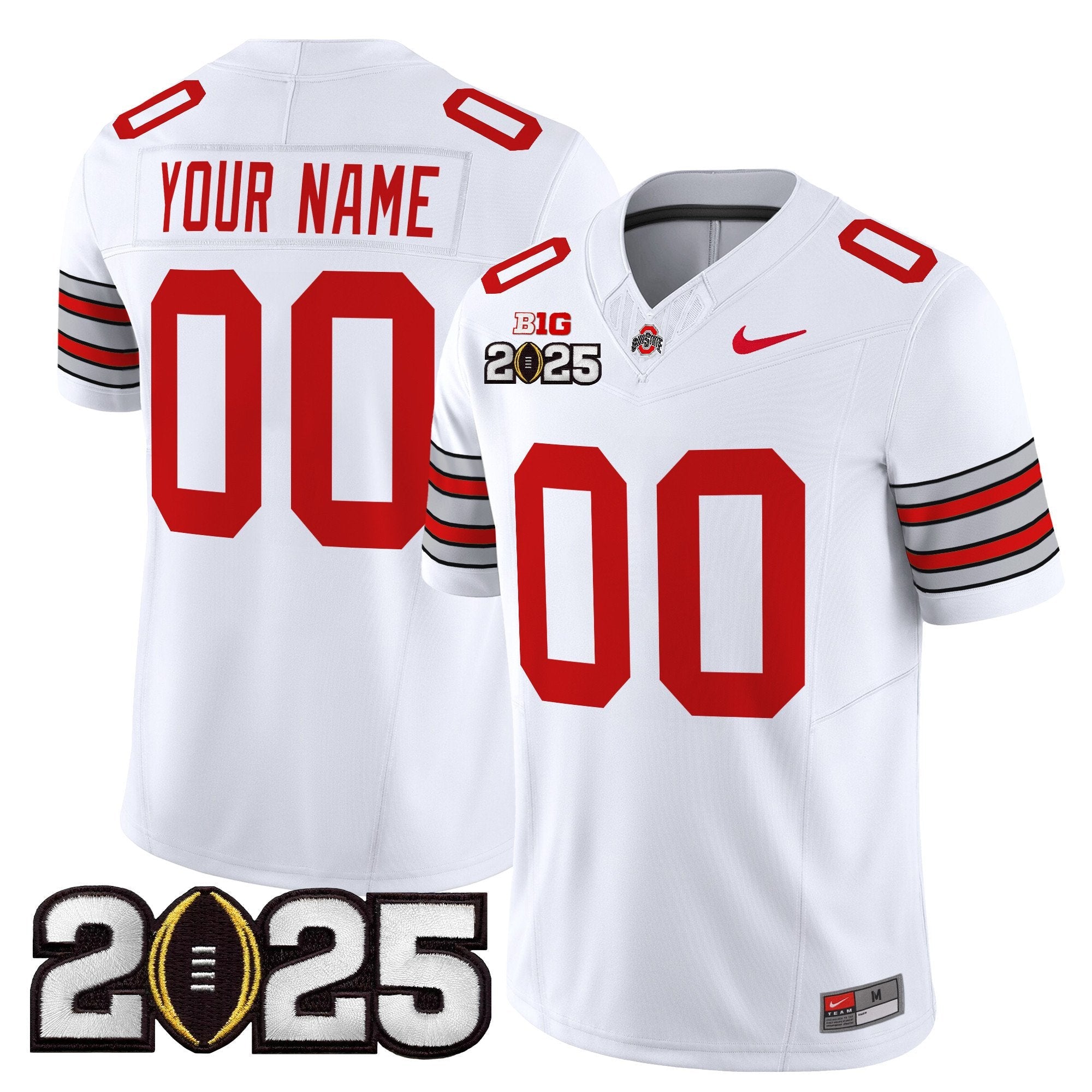 Custom Ohio State Buckeyes 'Heritage Stripe' 2025 CFP Final Patch Vapor Limited Jersey - All Stitched