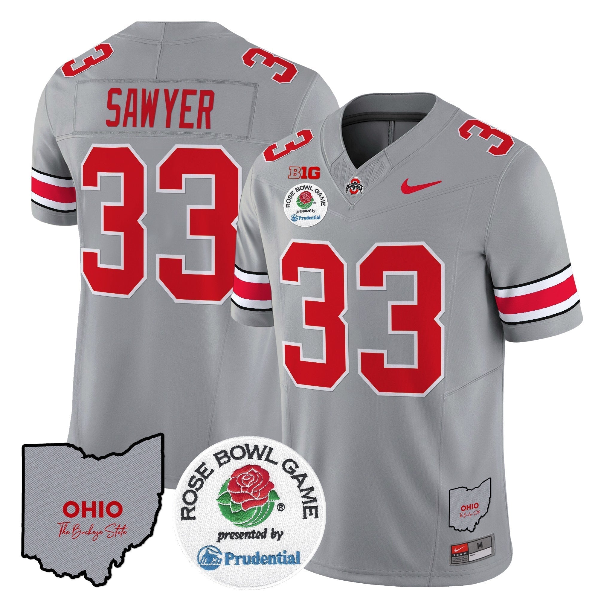 Men Ohio State Buckeyes Rose Bowl Vapor Limited Jersey V2 - All Stitched