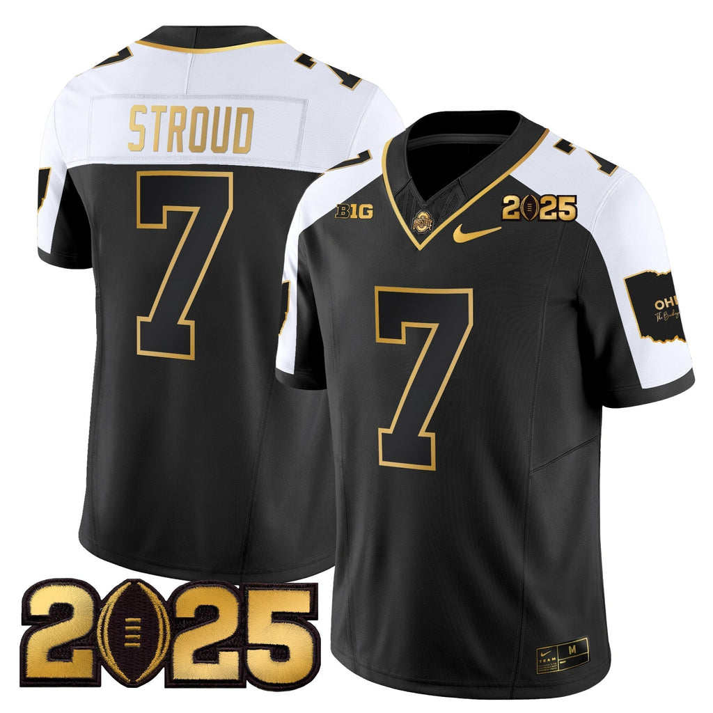 Men Ohio State Buckeyes 'Heritage Stripe' CFP Final Patch Gold Vapor Limited Jersey - All Stitched