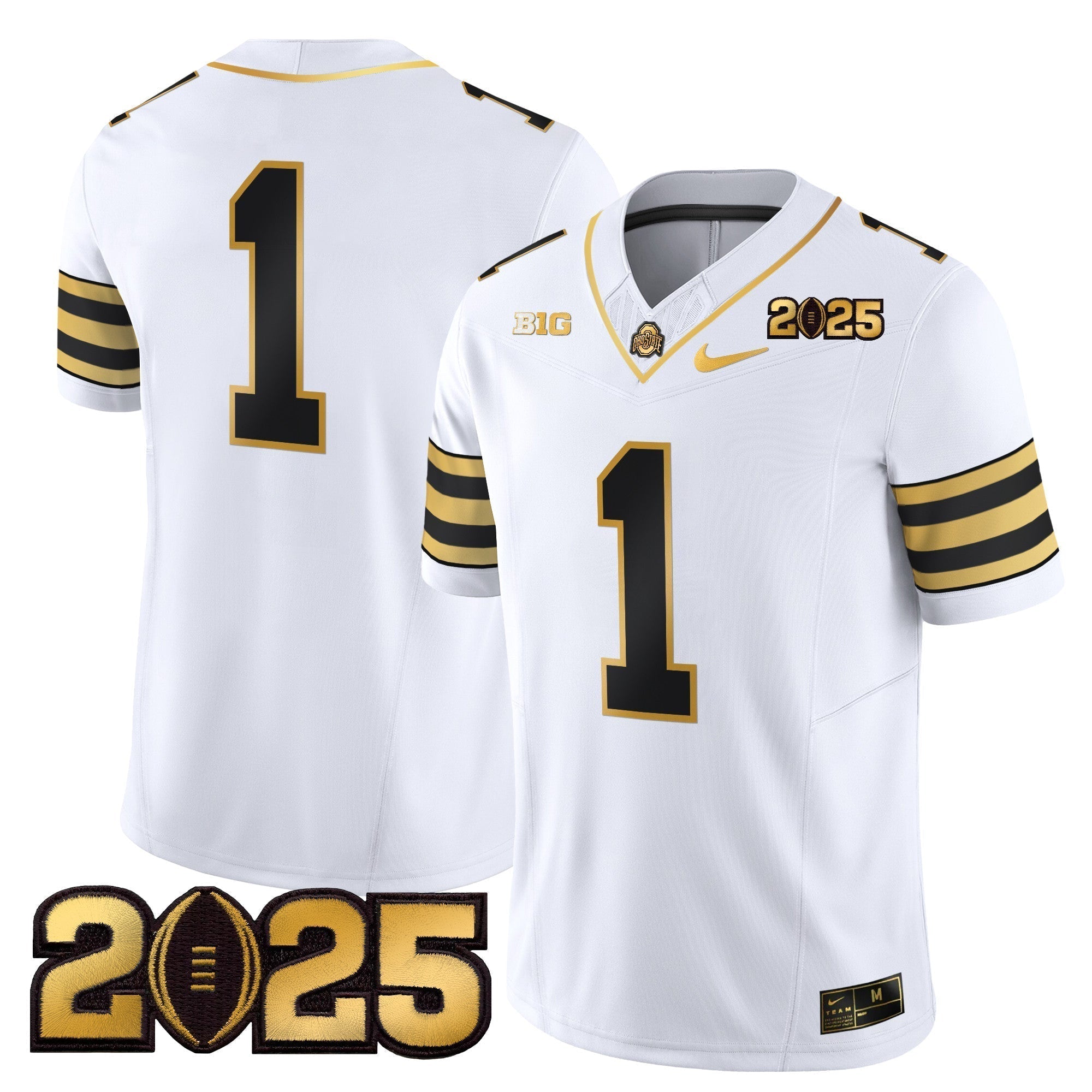 Men Ohio State Buckeyes 'Heritage Stripe' CFP Final Patch Gold Vapor Limited Jersey - All Stitched
