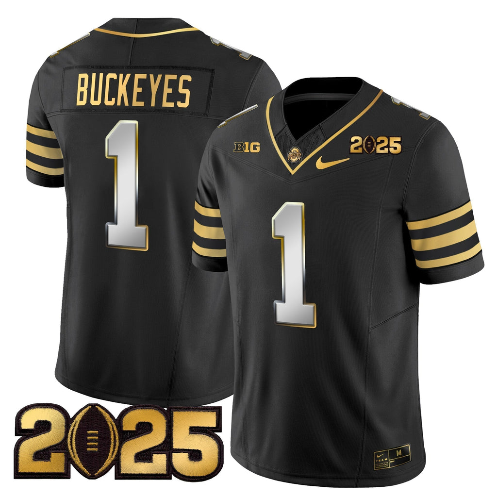 Men Ohio State Buckeyes 'Heritage Stripe' CFP Final Patch Gold Vapor Limited Jersey - All Stitched