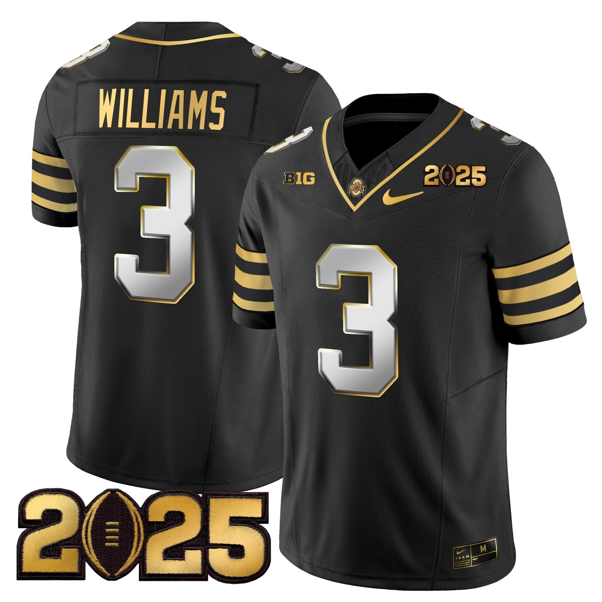 Men Ohio State Buckeyes 'Heritage Stripe' CFP Final Patch Gold Vapor Limited Jersey - All Stitched