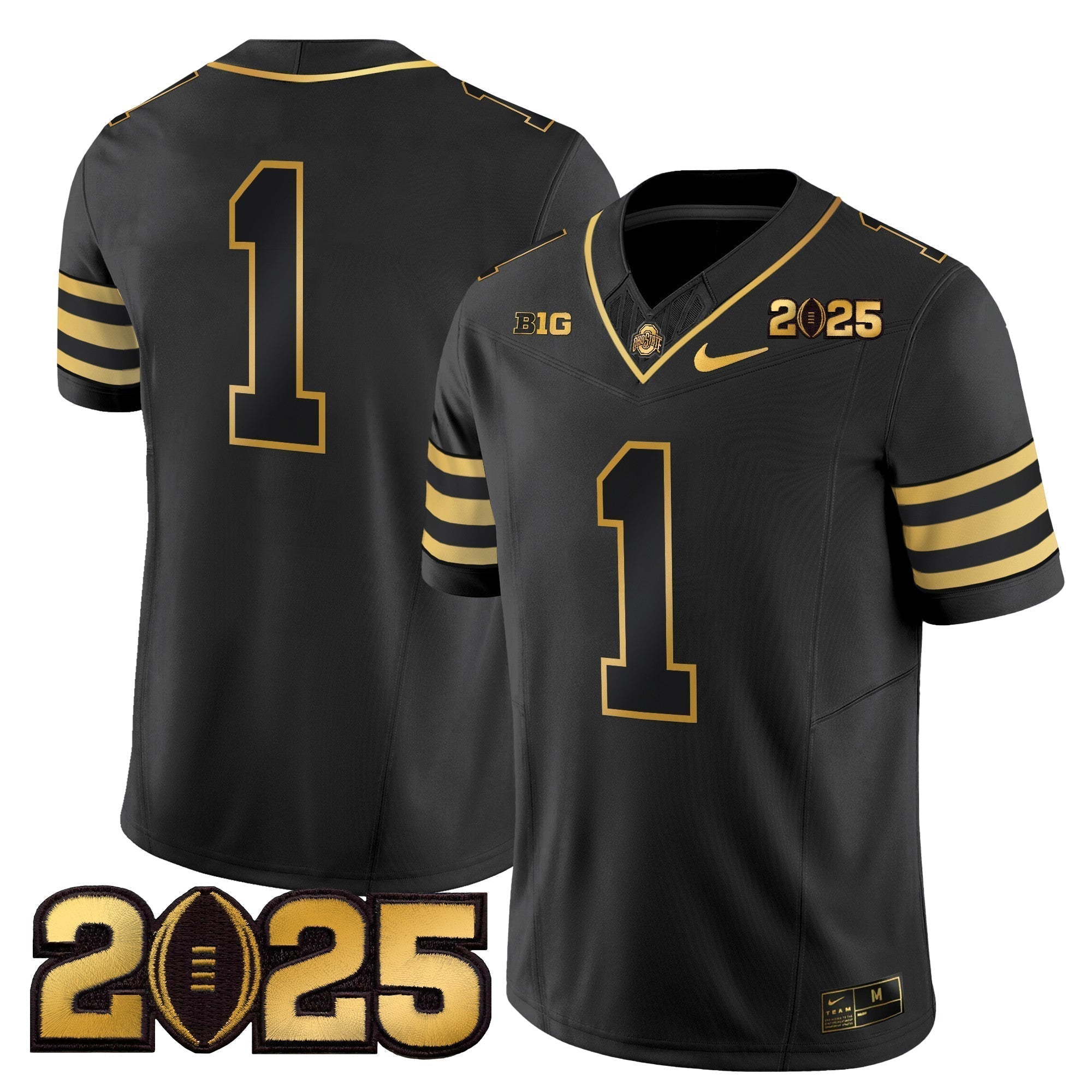 Men Ohio State Buckeyes 'Heritage Stripe' CFP Final Patch Gold Vapor Limited Jersey - All Stitched