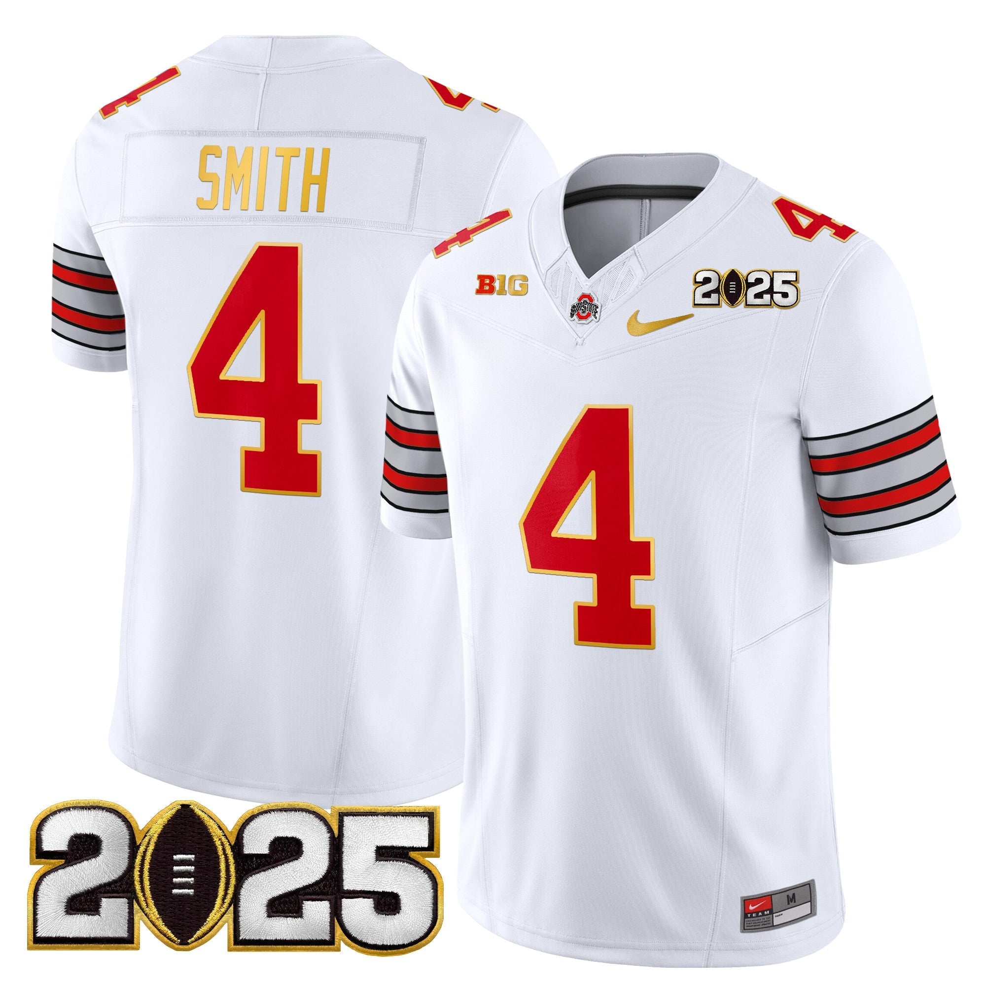 Ohio State Buckeyes 'Heritage Stripe' 2025 CFP Final Patch Gold Trim Vapor Limited Jersey - All Stitched