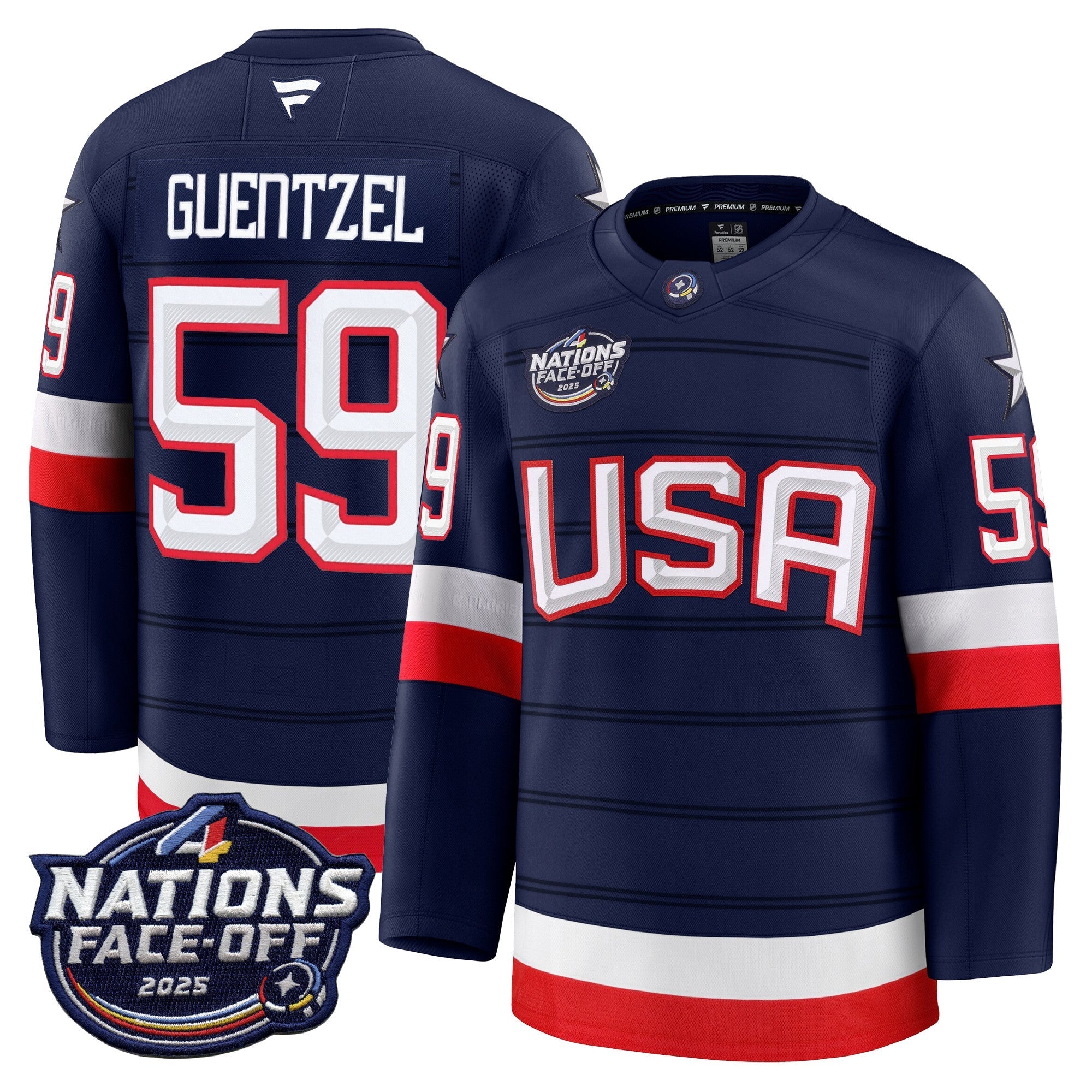 Men USA 4 Nations Face-Off 2025 Premium Jersey - All Stitched