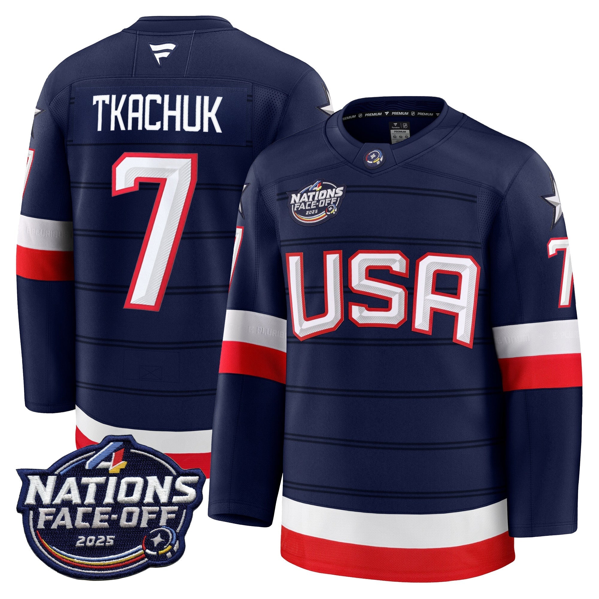 Men USA 4 Nations Face-Off 2025 Premium Player Jersey - All Stitched