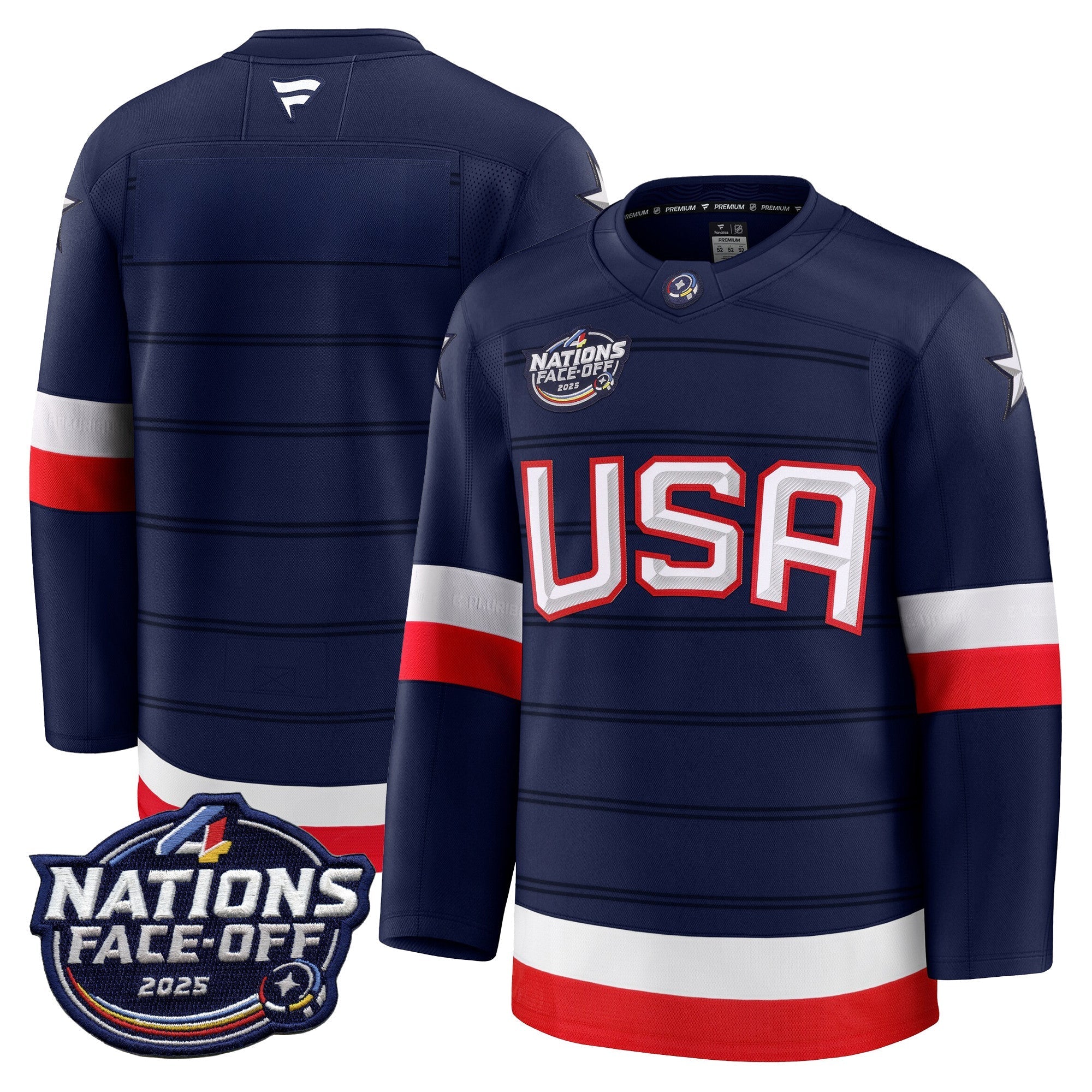 Men USA 4 Nations Face-Off 2025 Premium Player Jersey - All Stitched