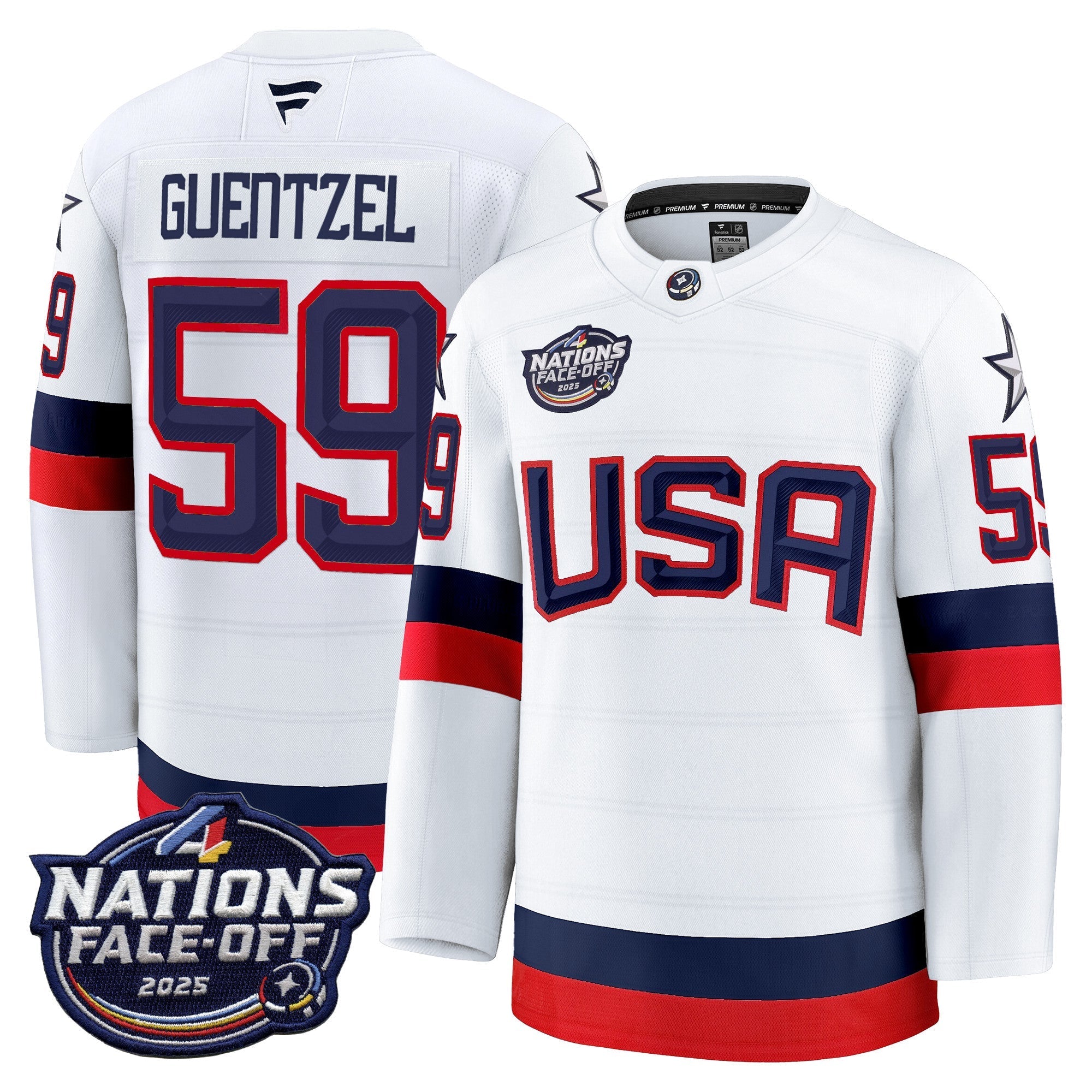 Men USA 4 Nations Face-Off 2025 Premium Player Jersey - All Stitched