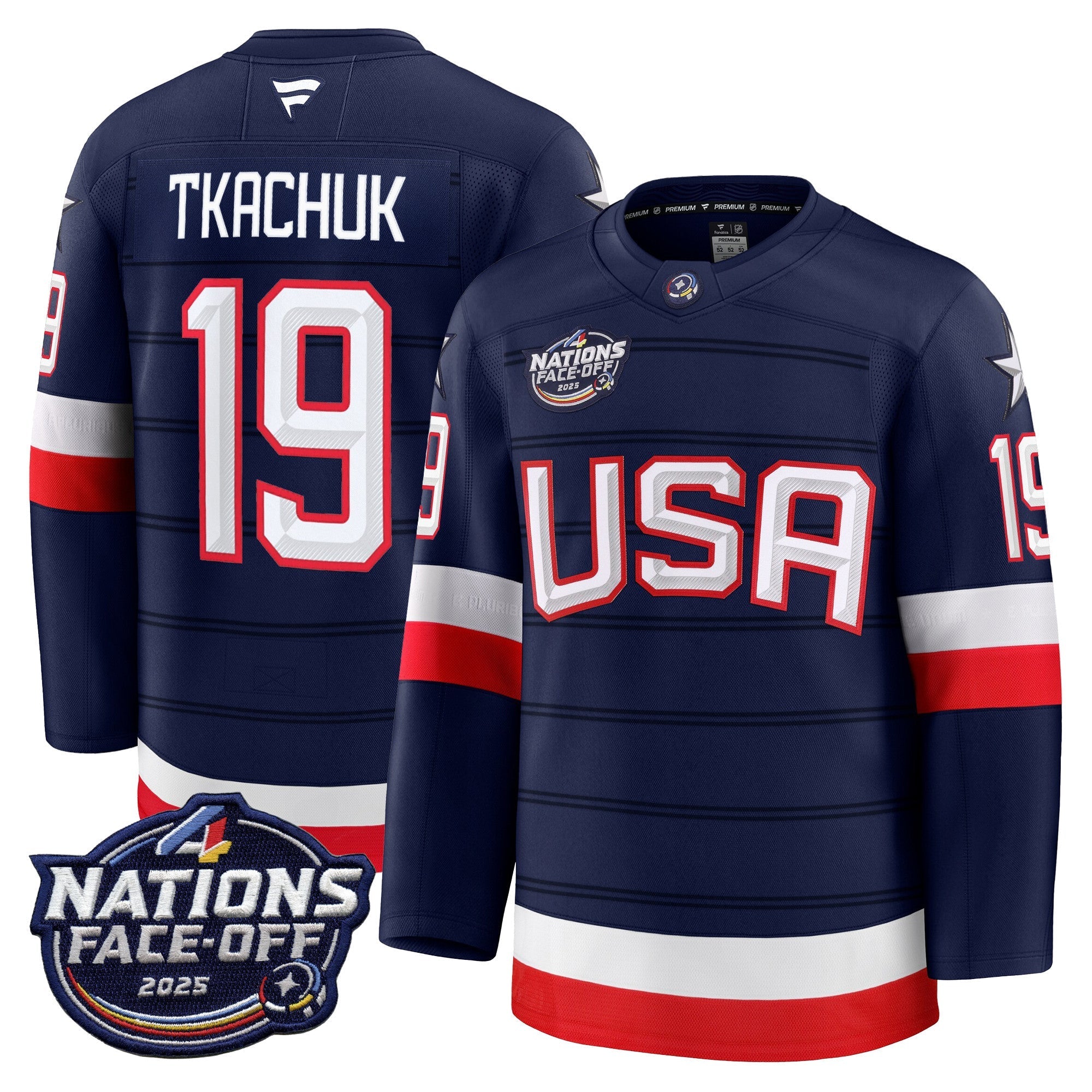 Men USA 4 Nations Face-Off 2025 Premium Player Jersey - All Stitched