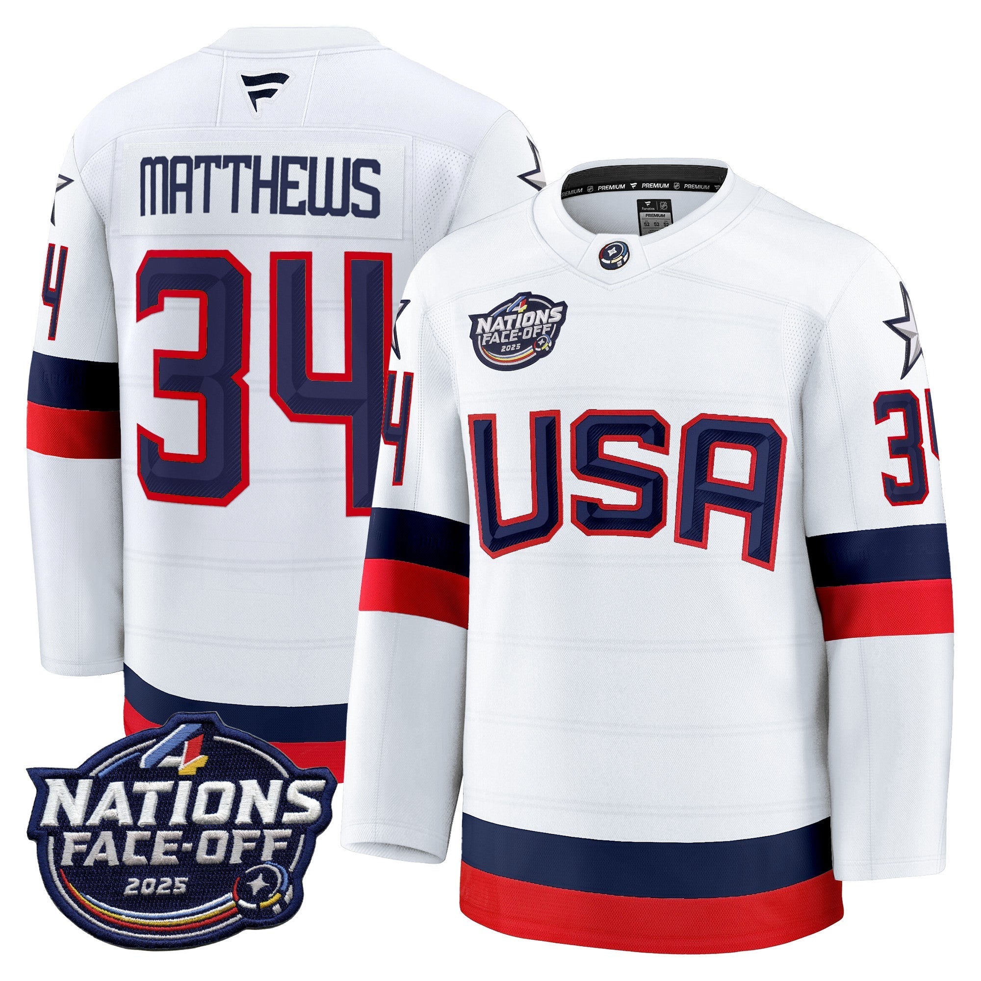 Men USA 4 Nations Face-Off 2025 Premium Player Jersey - All Stitched