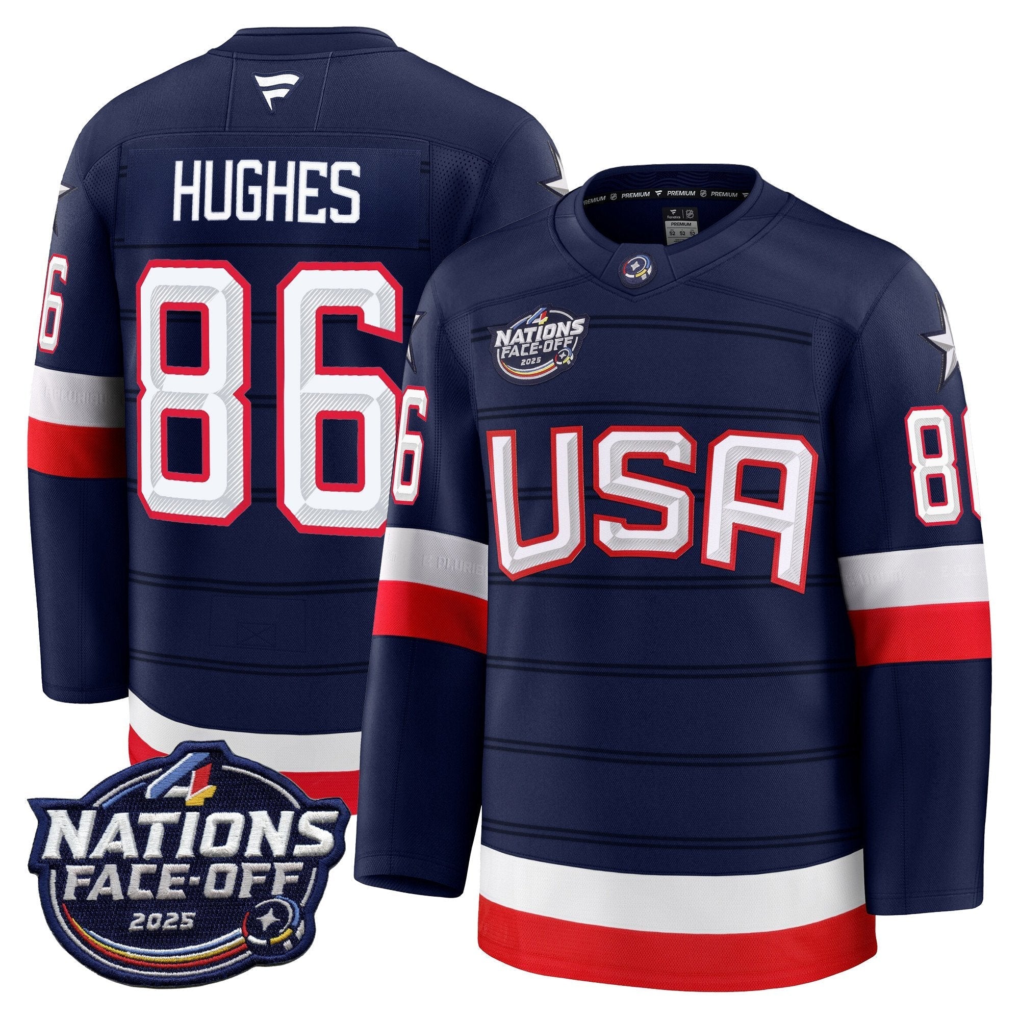 Men USA 4 Nations Face-Off 2025 Premium Jersey - All Stitched