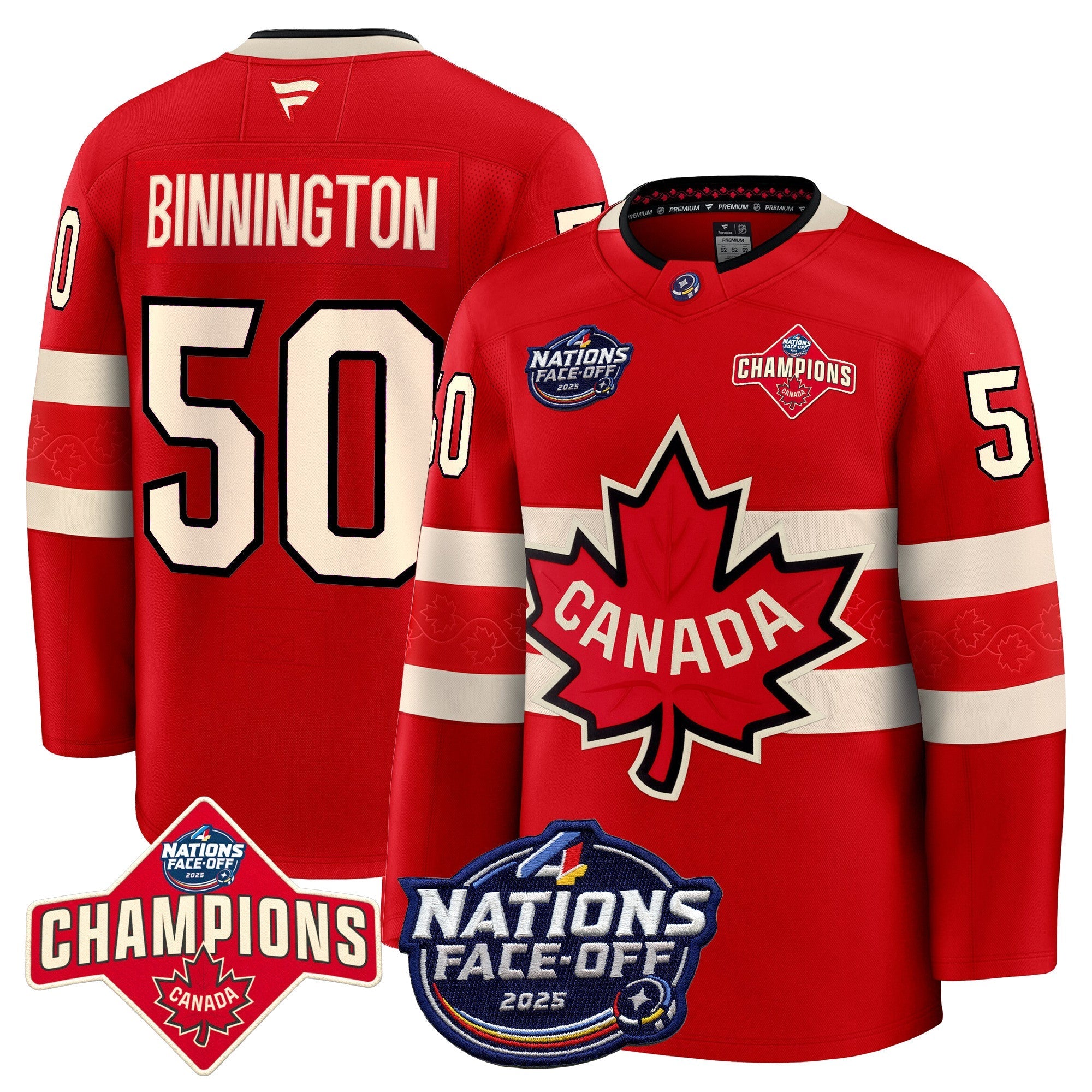 Men Canada 4 Nations Face-Off 2025 Champions Premium Jersey - All Stitched