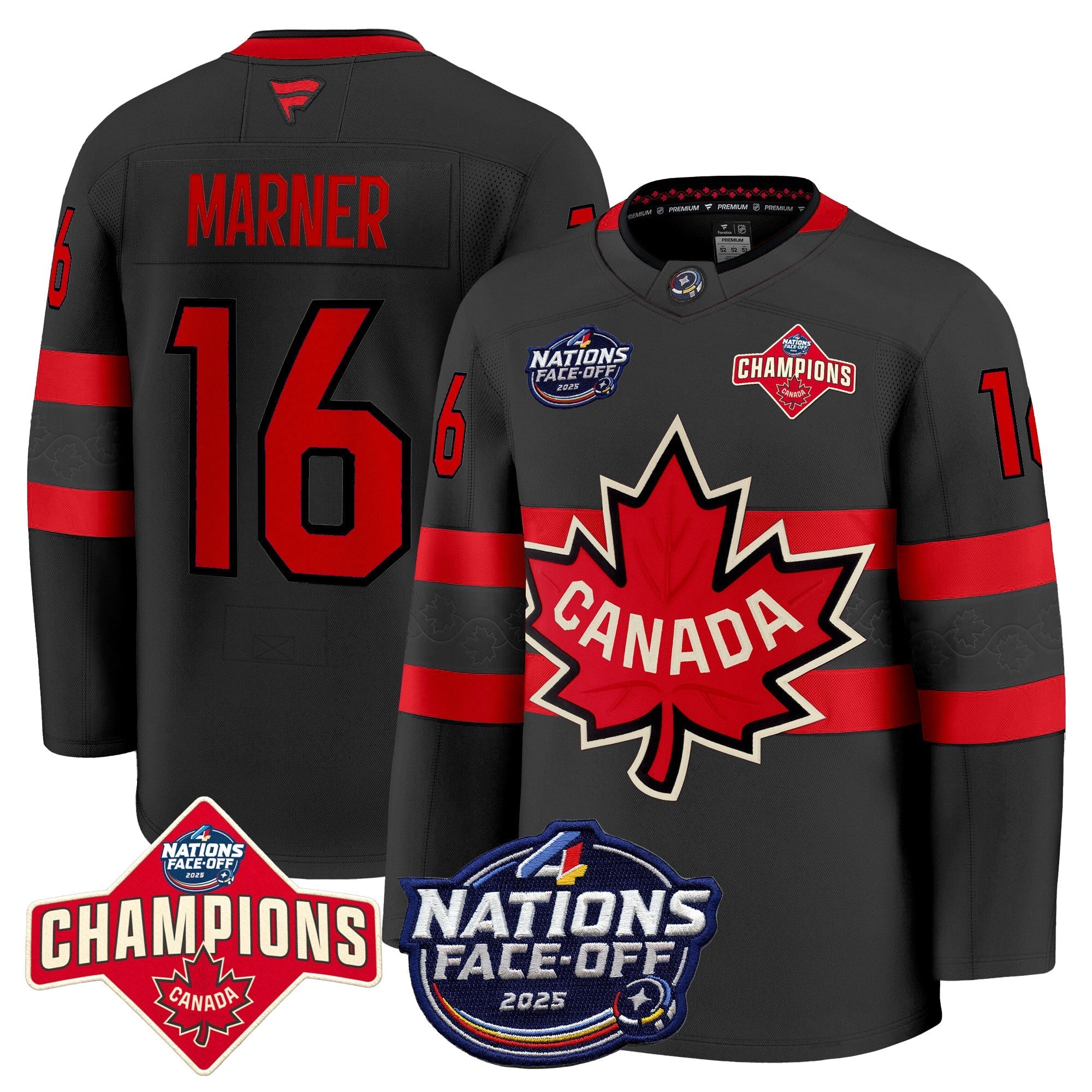 Men Canada 4 Nations Face-Off 2025 Champions Premium Jersey - All Stitched