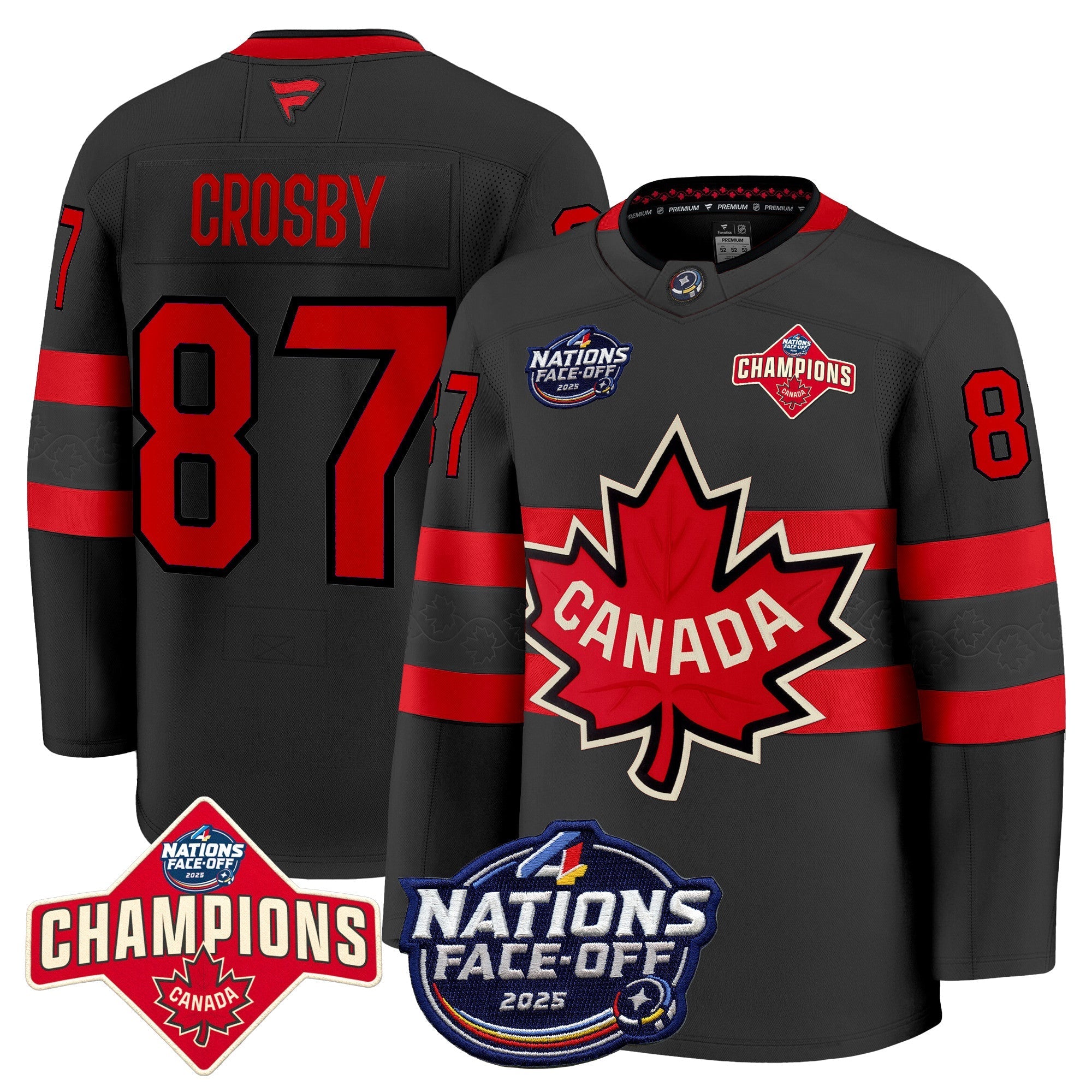 Men Canada 4 Nations Face-Off 2025 Champions Premium Jersey - All Stitched