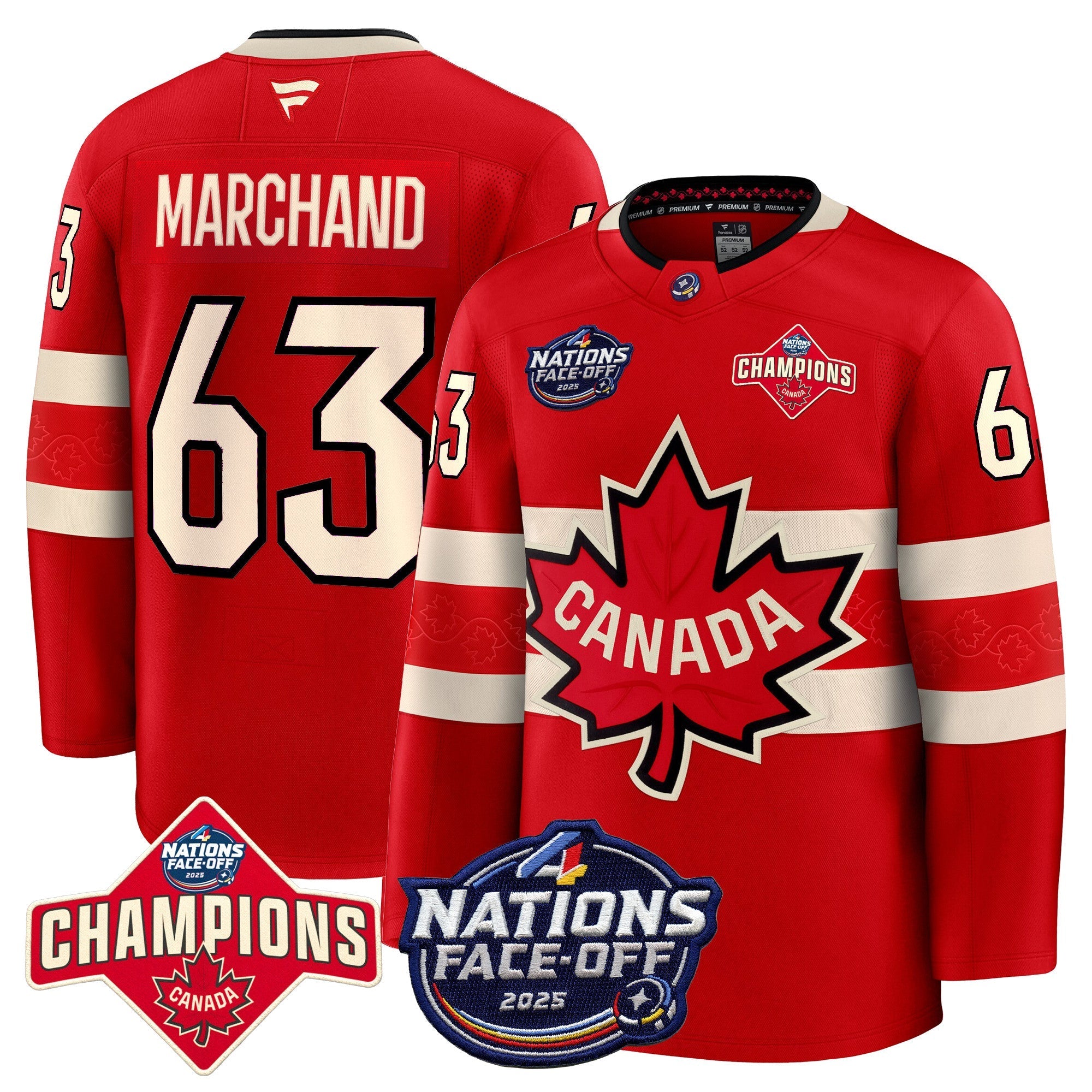 Men Canada 4 Nations Face-Off 2025 Champions Premium Jersey - All Stitched