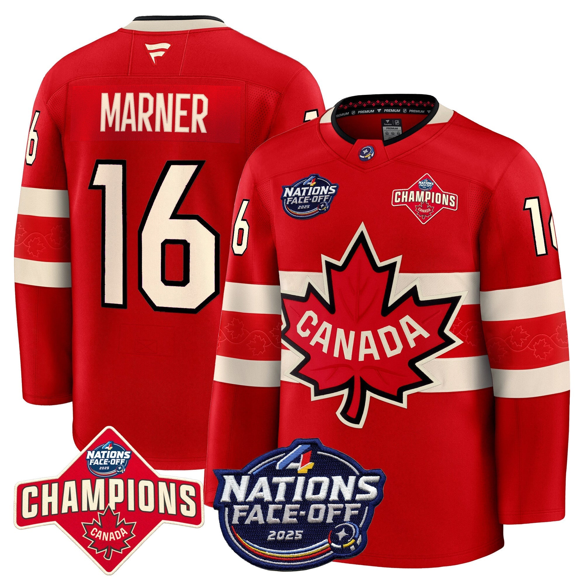 Men Canada 4 Nations Face-Off 2025 Champions Premium Jersey - All Stitched
