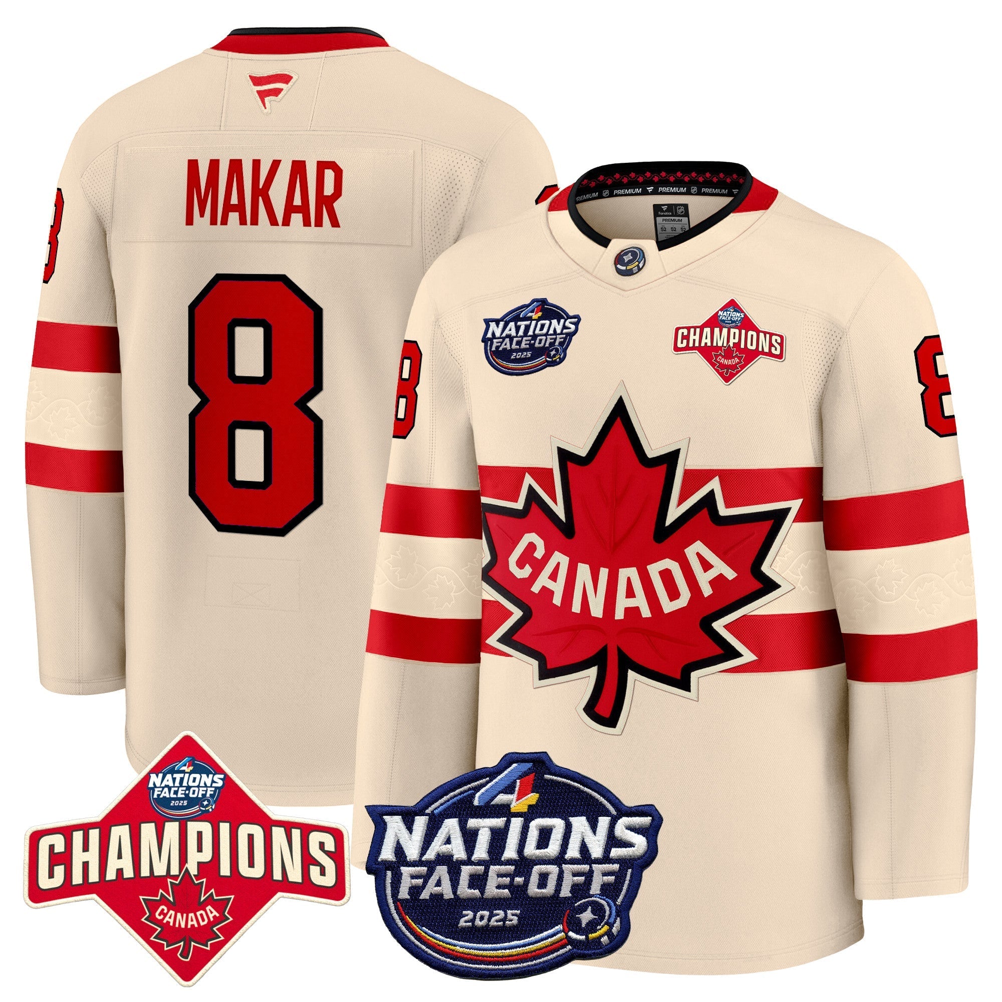 Men Canada 4 Nations Face-Off 2025 Champions Premium Jersey - All Stitched