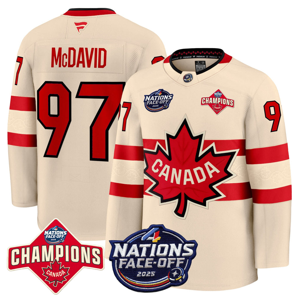Men Canada 4 Nations Face-Off 2025 Champions Premium Jersey - All Stitched