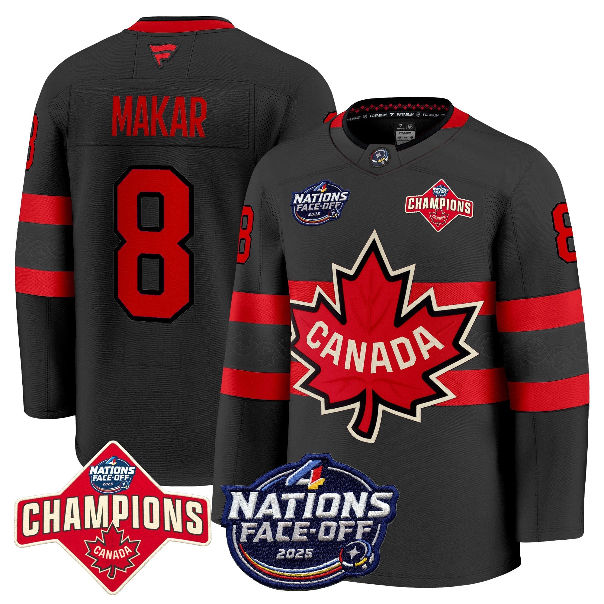 Men Canada 4 Nations Face-Off 2025 Champions Premium Jersey - All Stitched