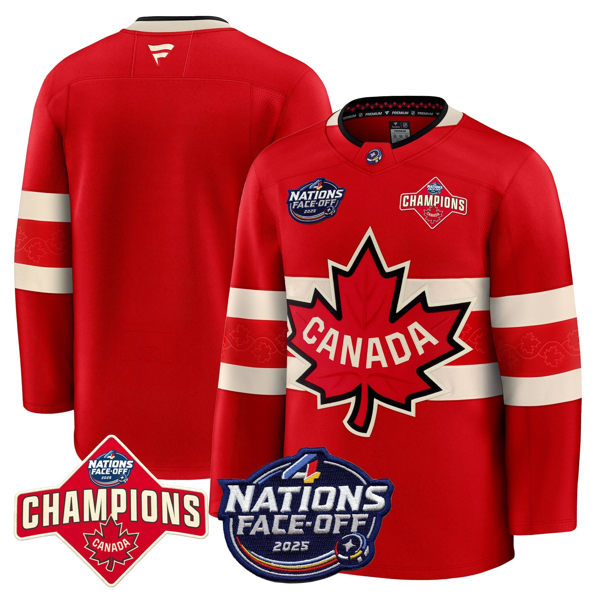 Men Canada 4 Nations Face-Off 2025 Champions Premium Jersey - All Stitched