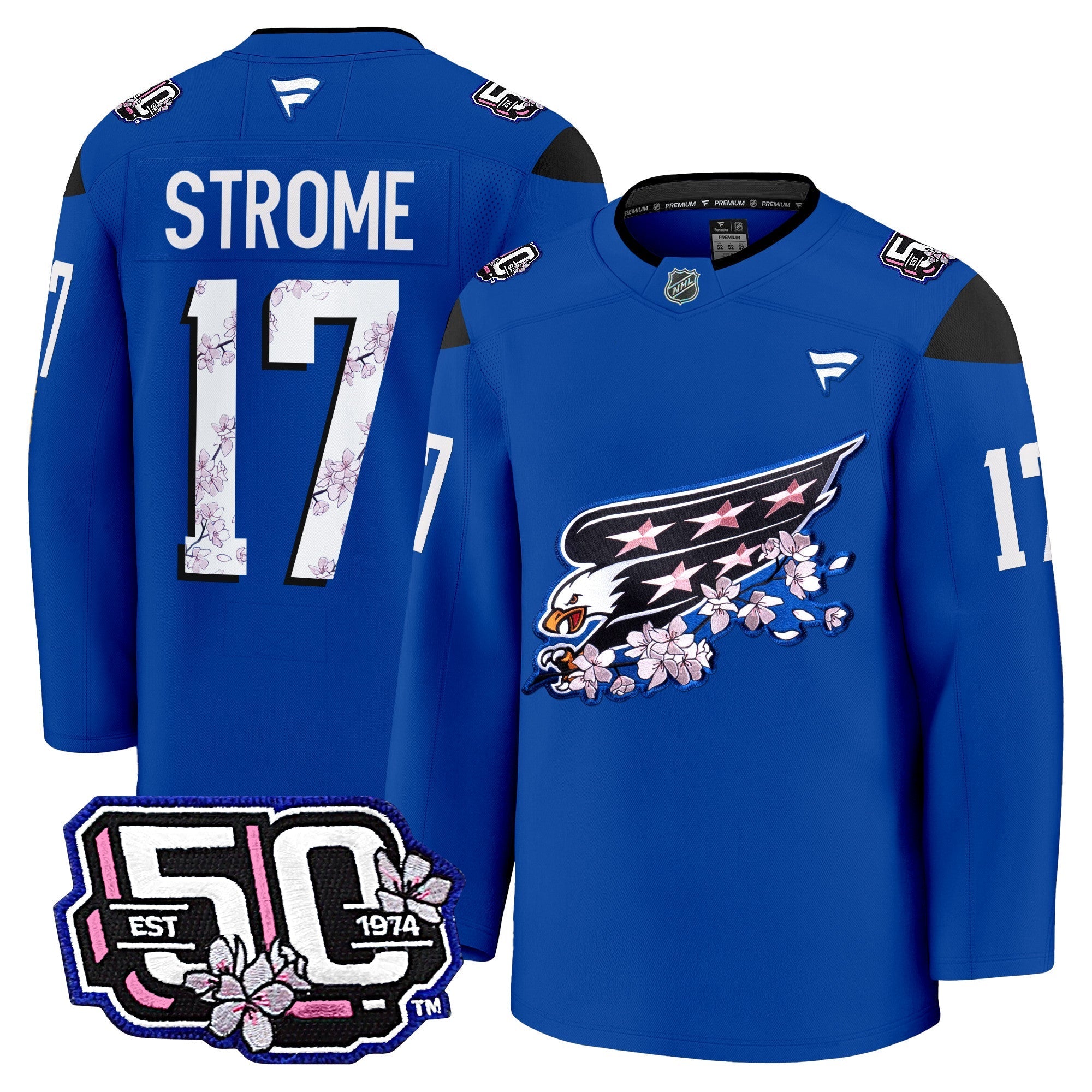 Men Washington Capitals 50th Anniversary Cherry Blossom Premium Jersey - All Stitched
