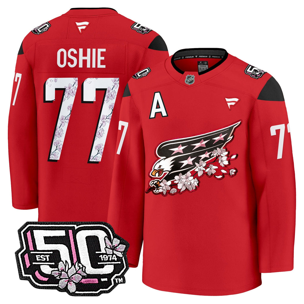Men Washington Capitals 50th Anniversary Cherry Blossom Premium Jersey - All Stitched