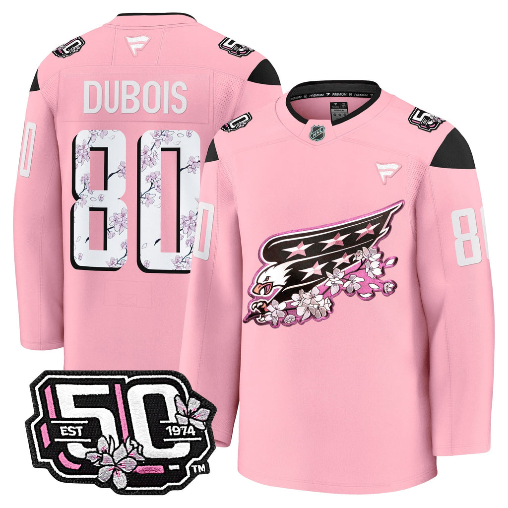 Men Washington Capitals 50th Anniversary Cherry Blossom Premium Jersey - All Stitched