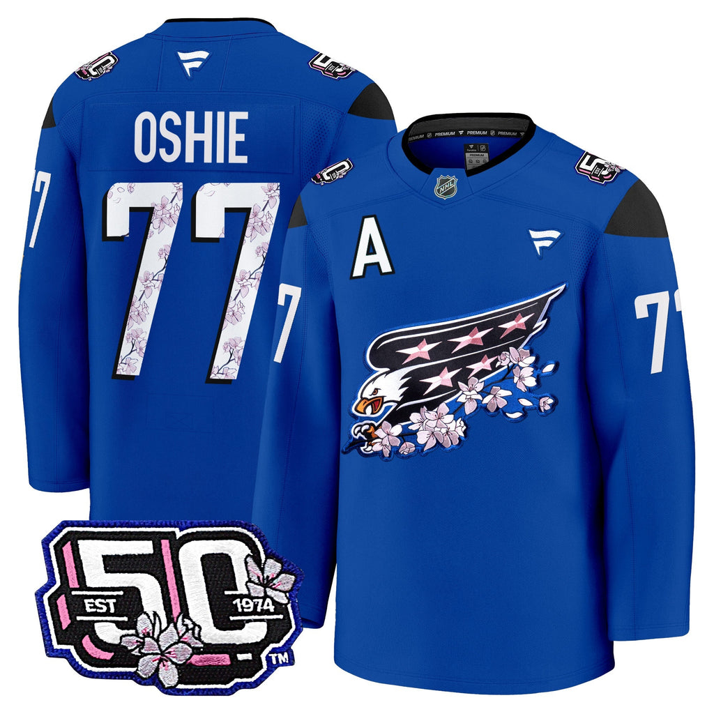 Men Washington Capitals 50th Anniversary Cherry Blossom Premium Jersey - All Stitched