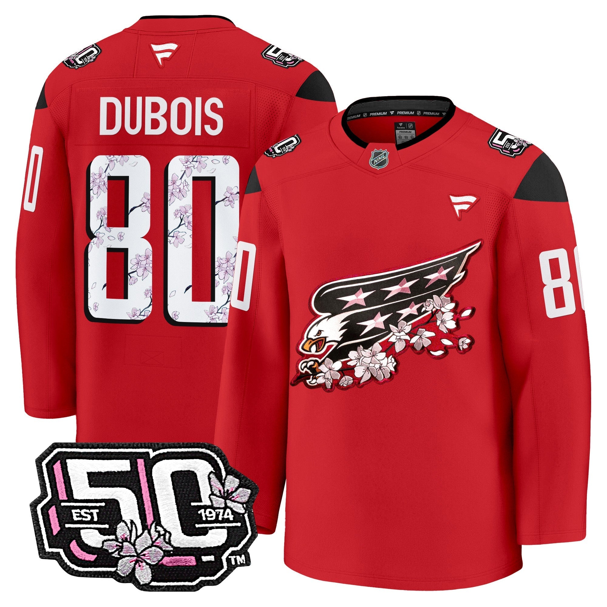 Men Washington Capitals 50th Anniversary Cherry Blossom Premium Jersey - All Stitched