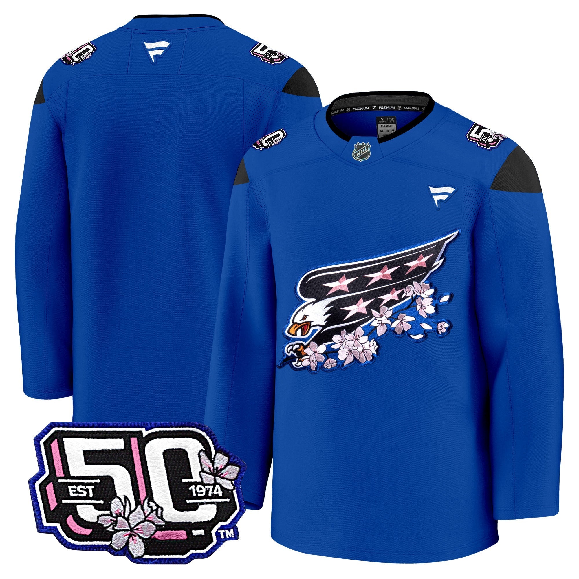 Men Washington Capitals 50th Anniversary Cherry Blossom Premium Jersey - All Stitched