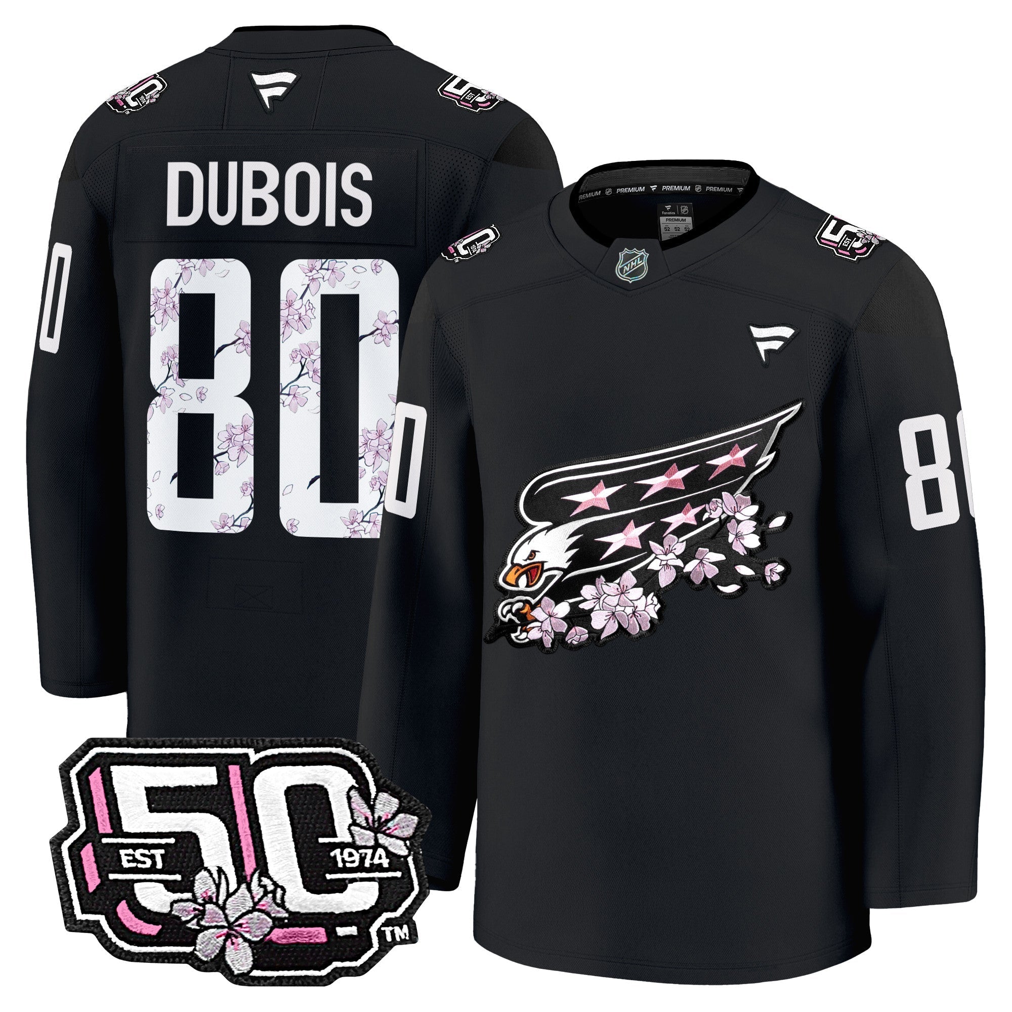 Men Washington Capitals 50th Anniversary Cherry Blossom Premium Jersey - All Stitched