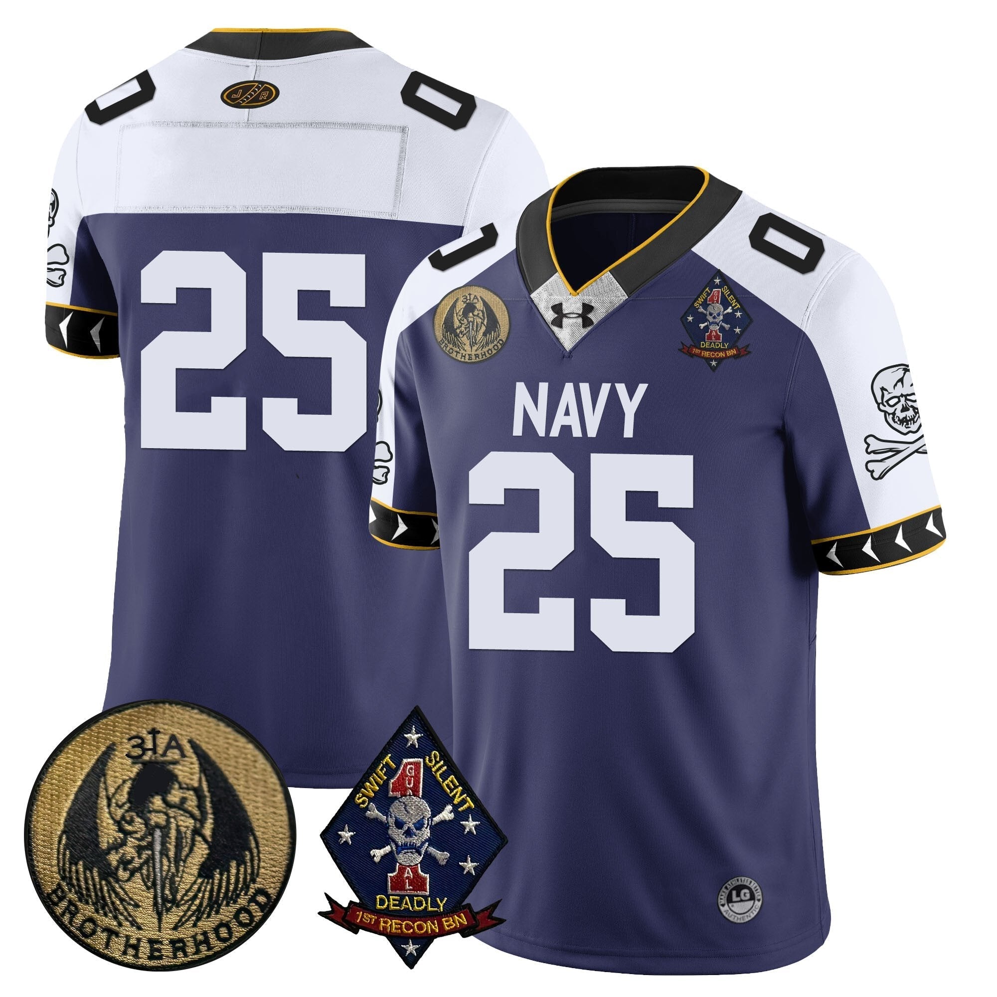 Men Navy Midshipmen Lacrosse Jolly Rogers Vapor Limited Jersey - All Stitched