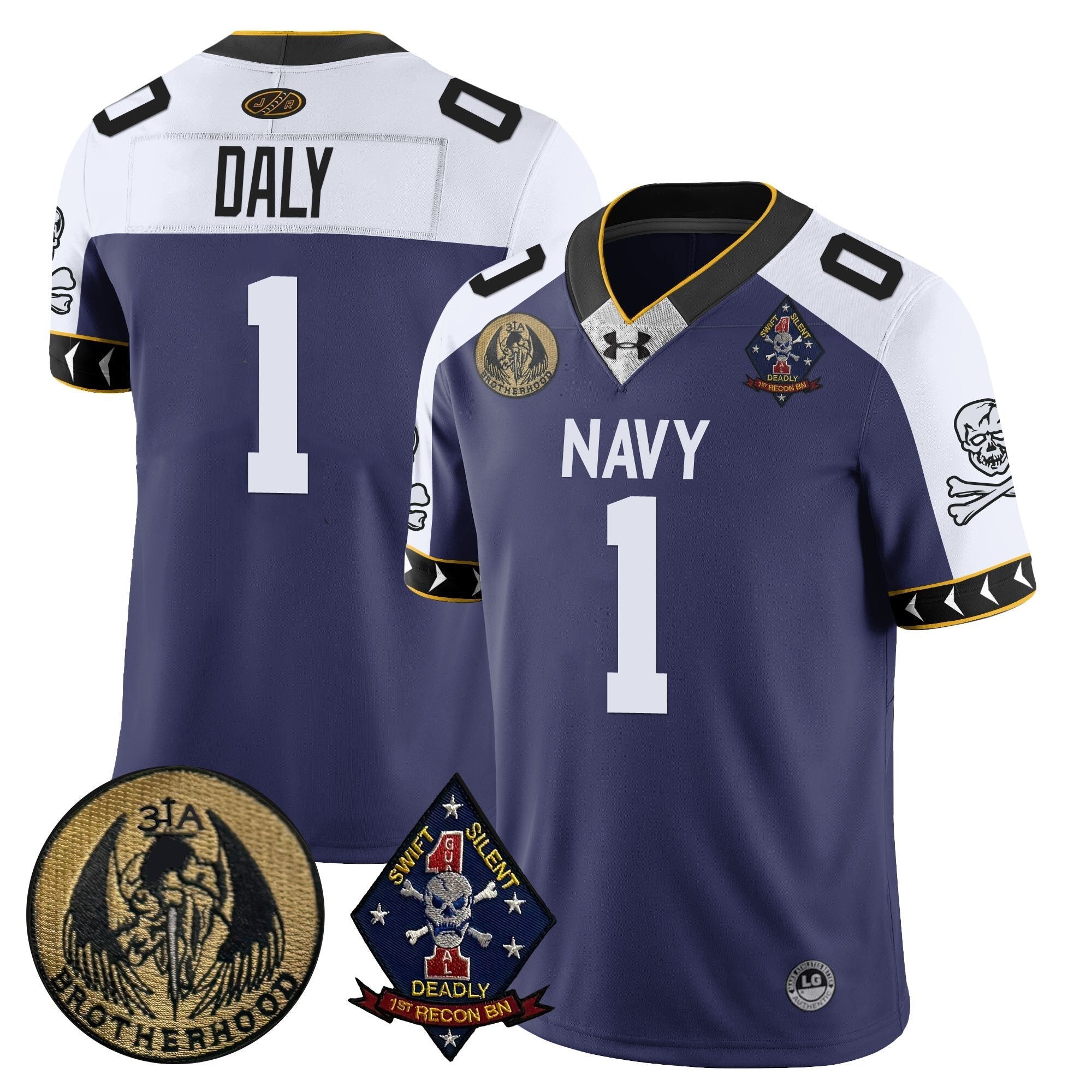 Men Navy Midshipmen Lacrosse Jolly Rogers Vapor Limited Jersey - All Stitched