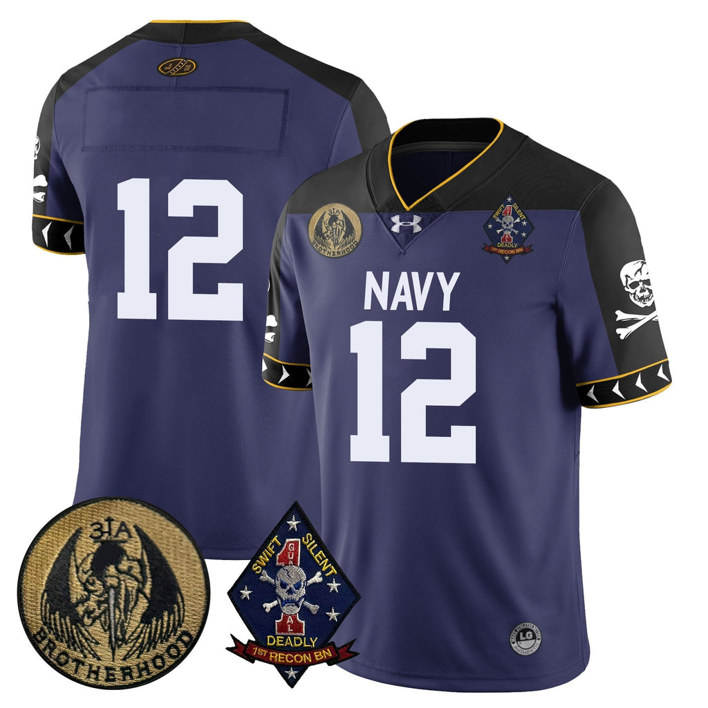 Men Navy Midshipmen Lacrosse Jolly Rogers Vapor Limited Jersey - All Stitched