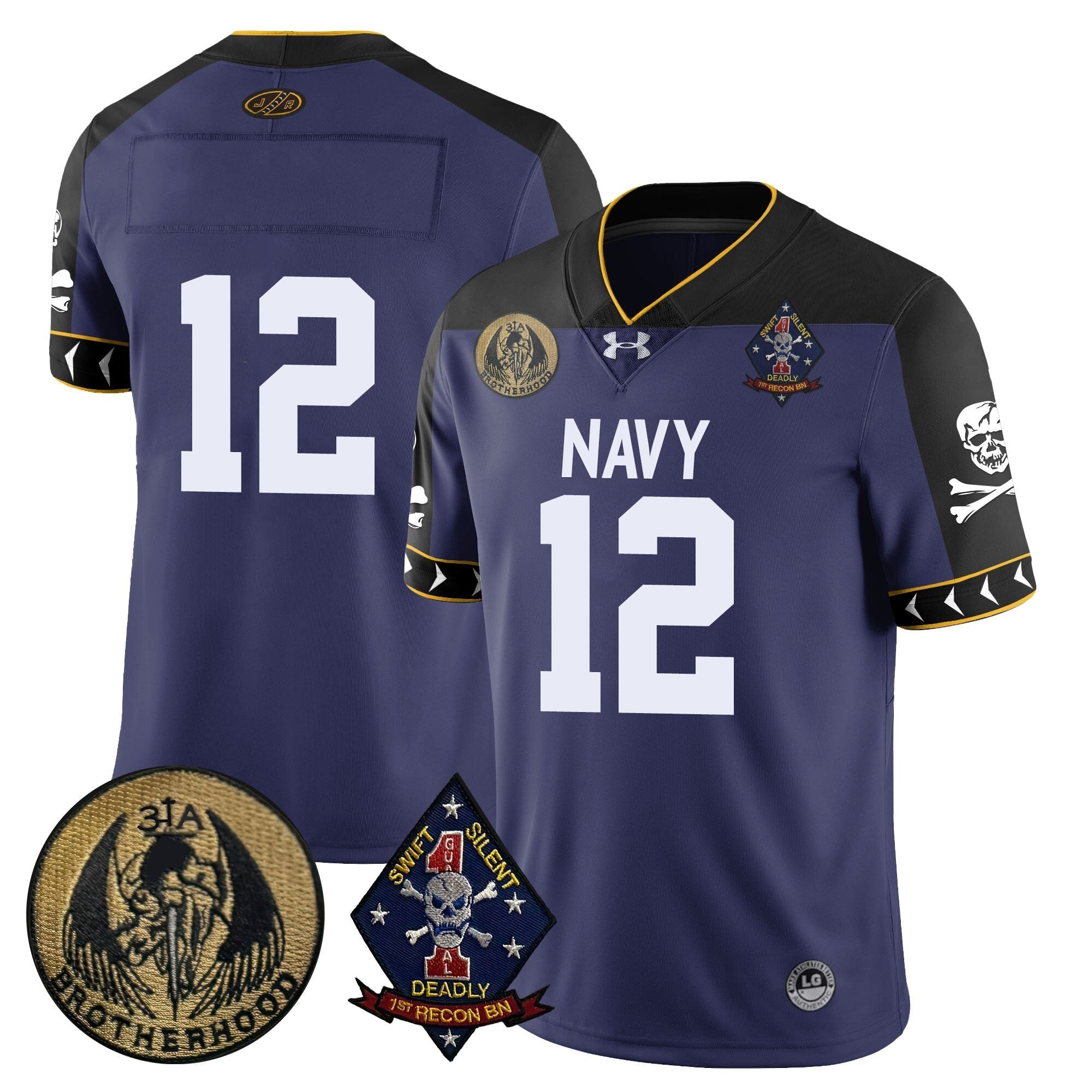 Men Navy Midshipmen Lacrosse Jolly Rogers Vapor Limited Jersey - All Stitched